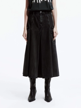 A-line Denim Midi Skirt No Gap Waist