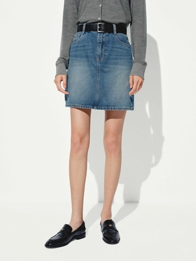Sport Wear Fit A-Line Denim Mini Skirt
