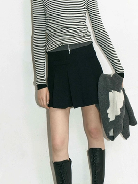 Mesh Lined A-line Pleated Skirt