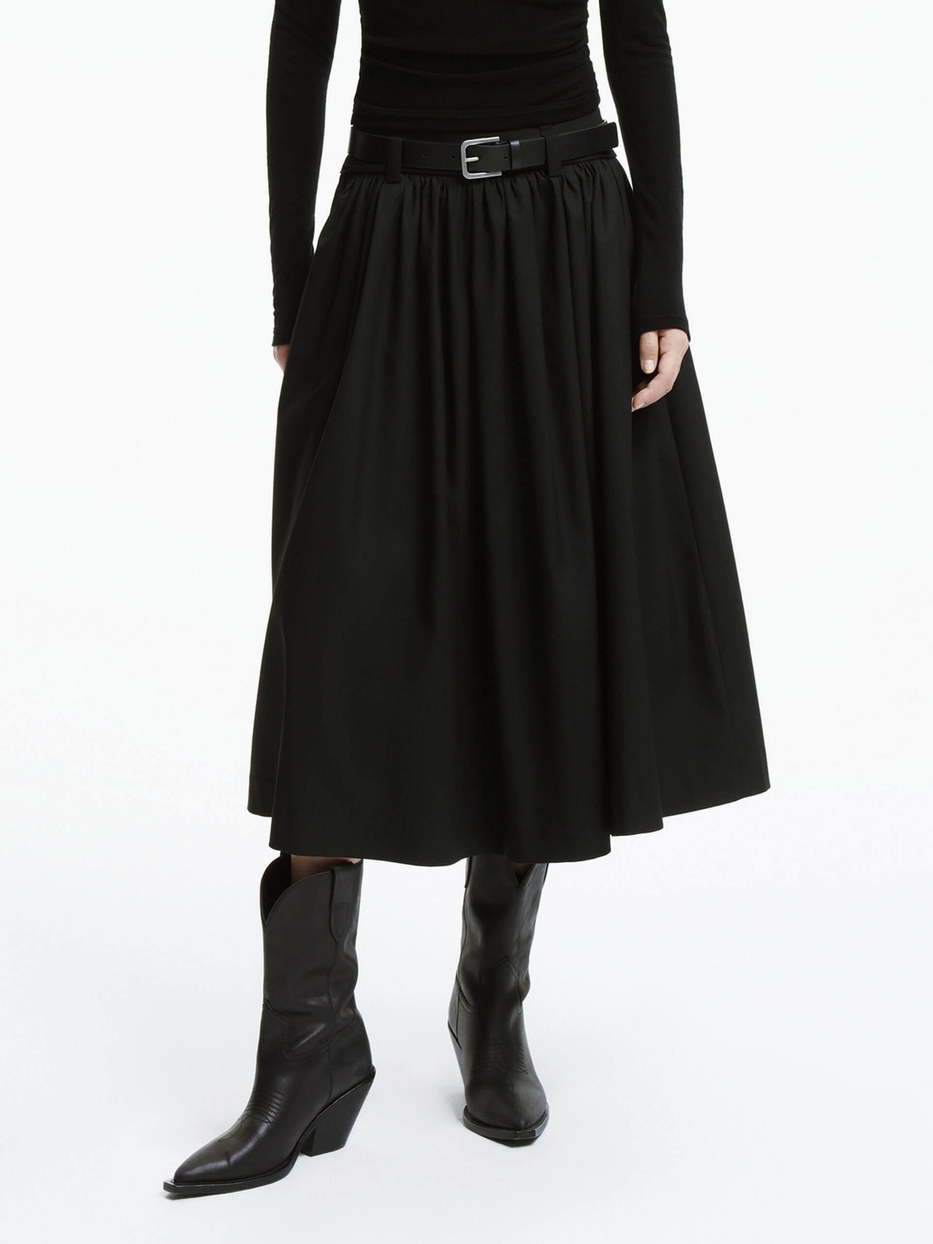 Functional Ease Versatile Fashion A-line Pleated Skirt with Belt