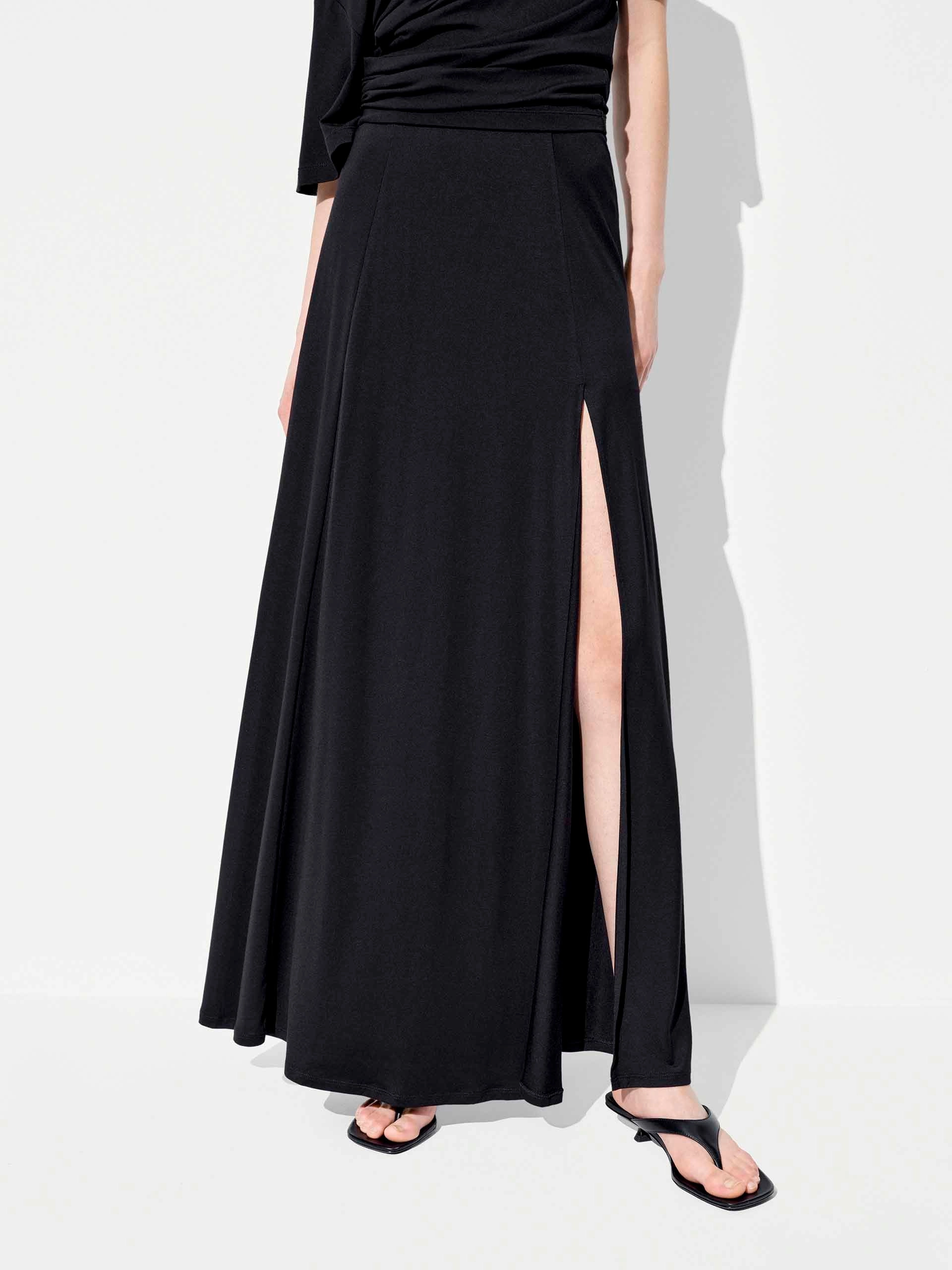 hypoallergenic Comfort and style A-line Side Slit Maxi Skirt