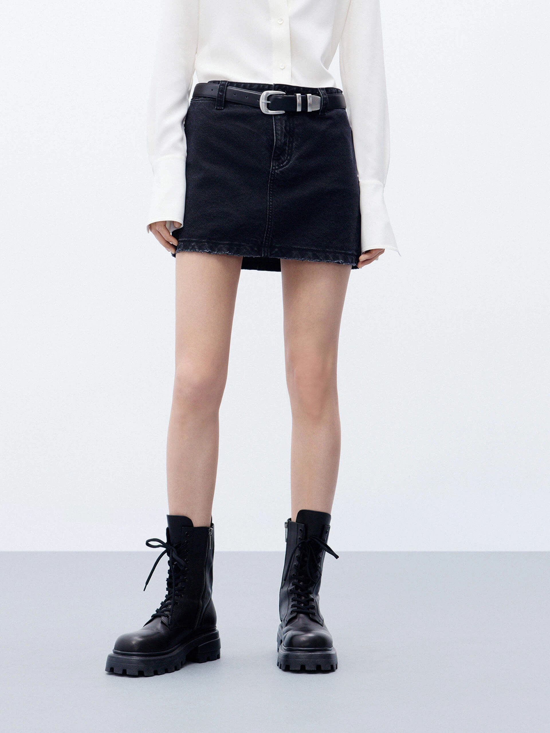 A-line silhouette Denim Skirt Packable Fit