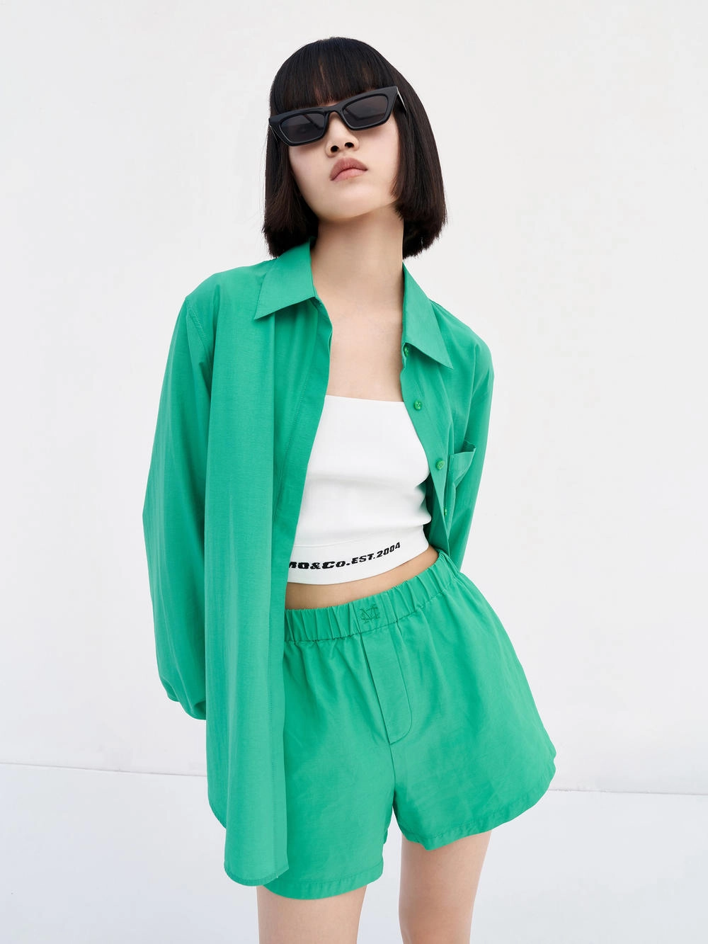Puff Sleeved Pointed Collar Shirt Ventilation Panel SlimFitAdaptation