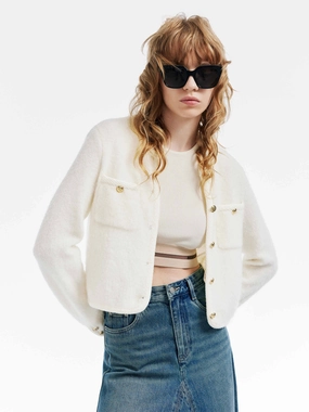 Metal Button Boxy Cardigan LayeredPanel