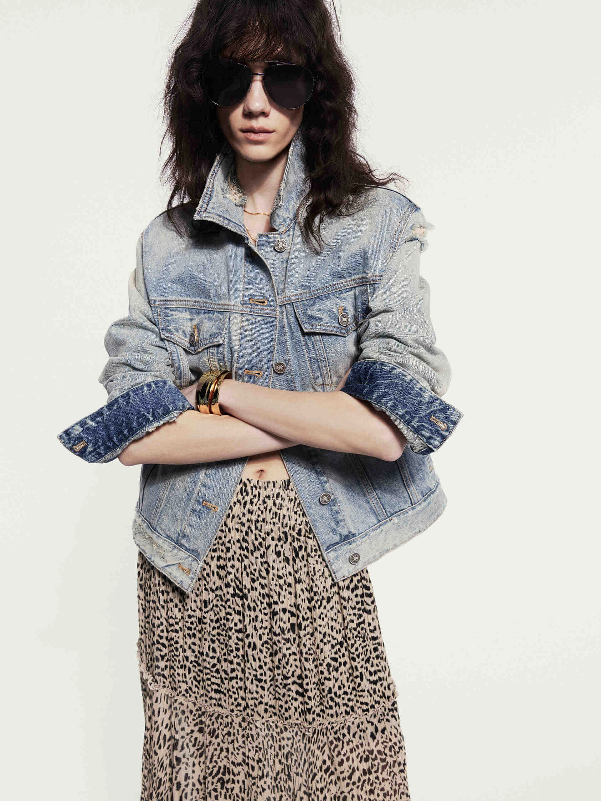 Convertible Sleeve Adaptation Destroyed Detail Cotton Jacket