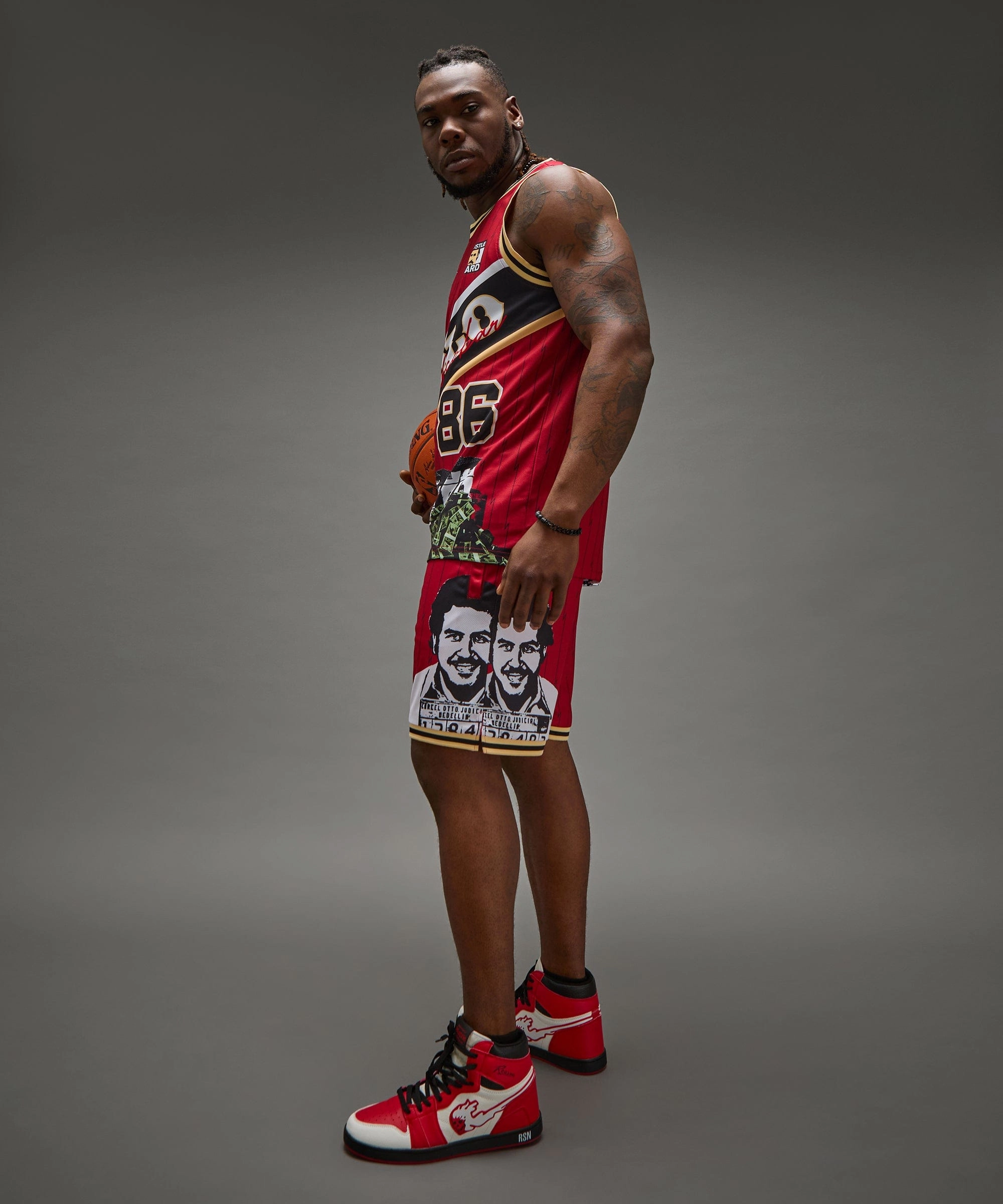 Pablo Basketball Jersey - Red Unlined Design BondedShoulder