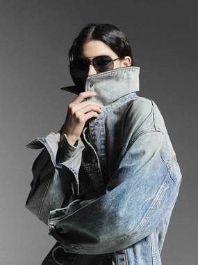 Oversized Longline Denim Coat StretchFit Silhouette