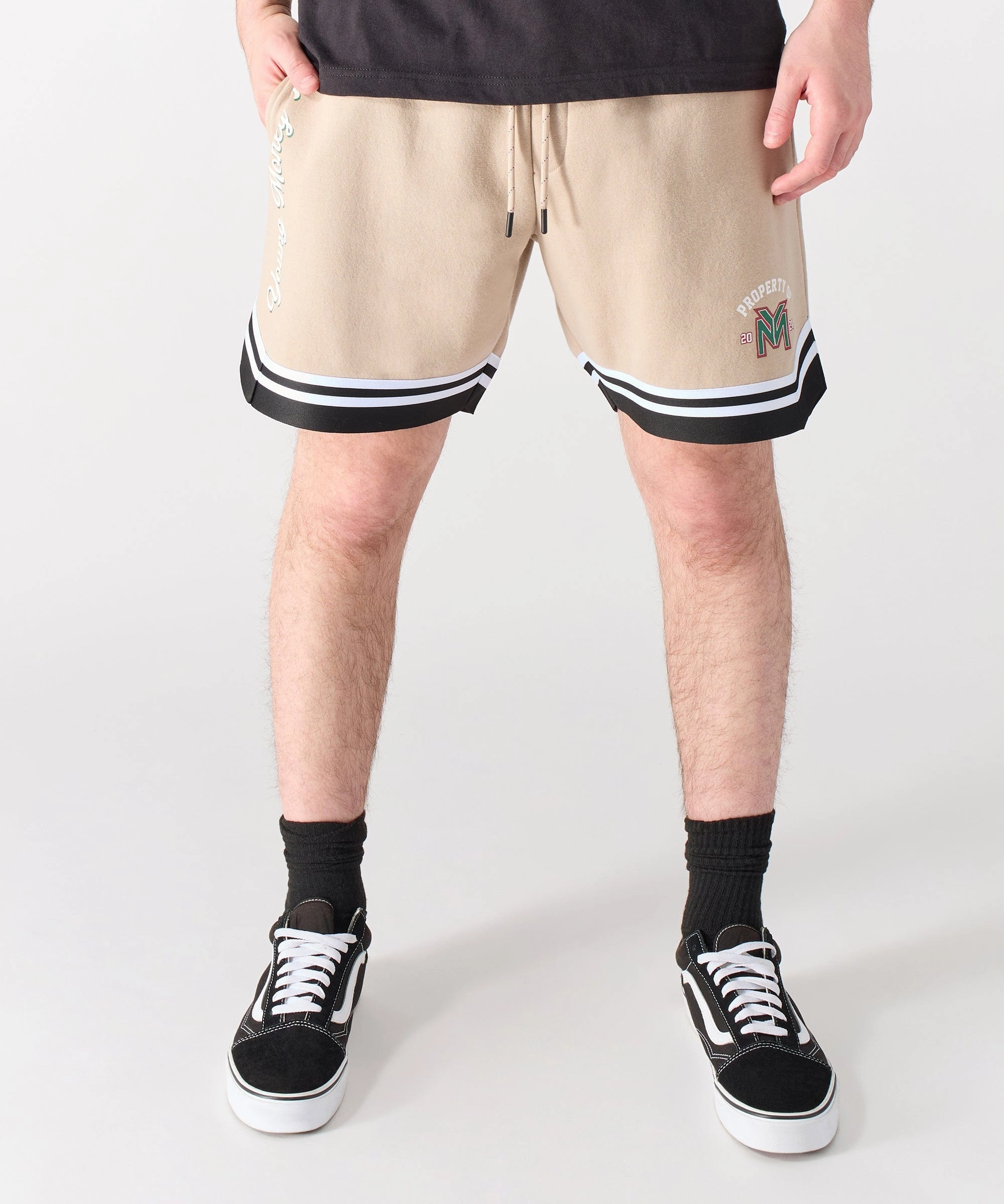 High Neck Design Loose Blouse Lil Wayne Property Of Basketball Shorts - Khaki