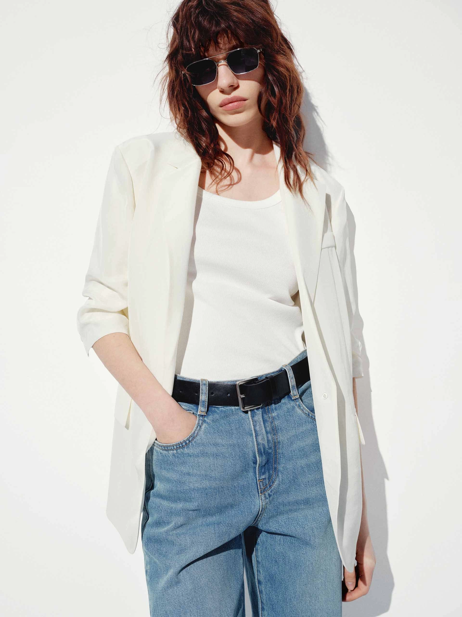 Modular Attachments Quilted Interior Padded Shoulders Relaxed Blazer