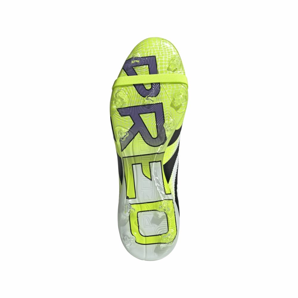 Adidas Predator Pro Fold-Over Tongue FG Football Boots (Cloud White/Core Black/Lucid Lemon) Adaptive Fit System Microfiber Lining Tech