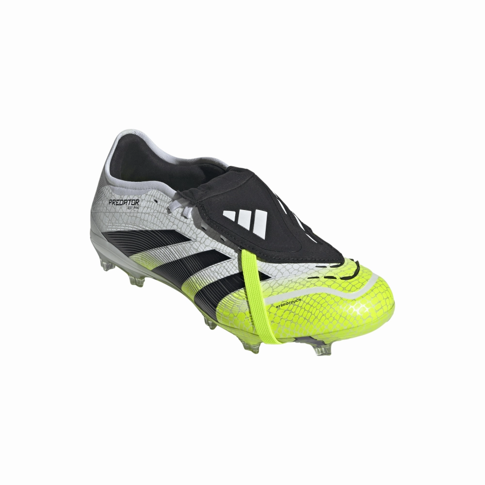 Adidas Predator Pro Fold-Over Tongue FG Football Boots (Cloud White/Core Black/Lucid Lemon) Slip   On Design Comfort Padding