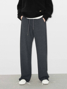 Ripped design Wide-leg cut Cotton Blend Drawstring Pants