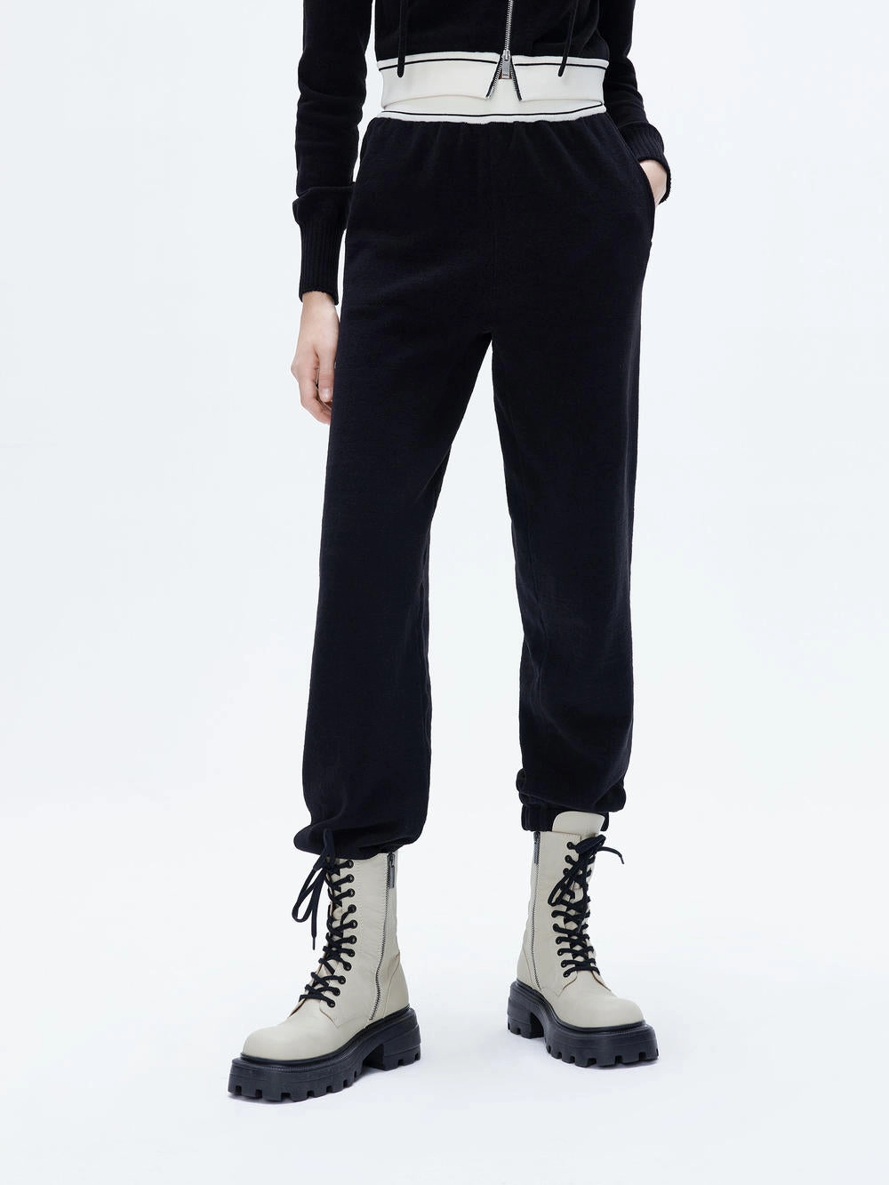 Loose Elastic Waist Pants Raw edge Minimal Waist