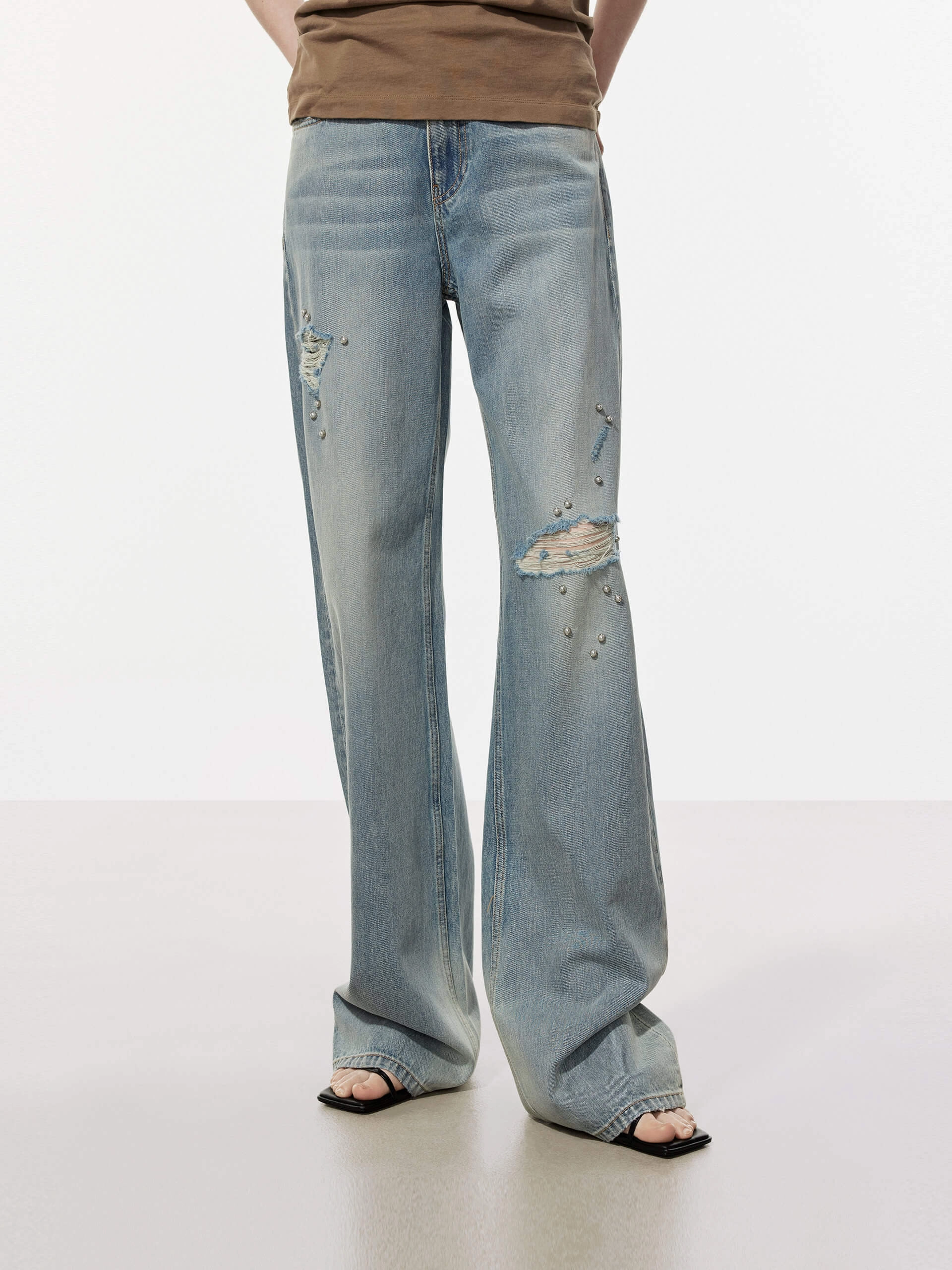 Classic Vibe Beading Detail Ripped Jeans