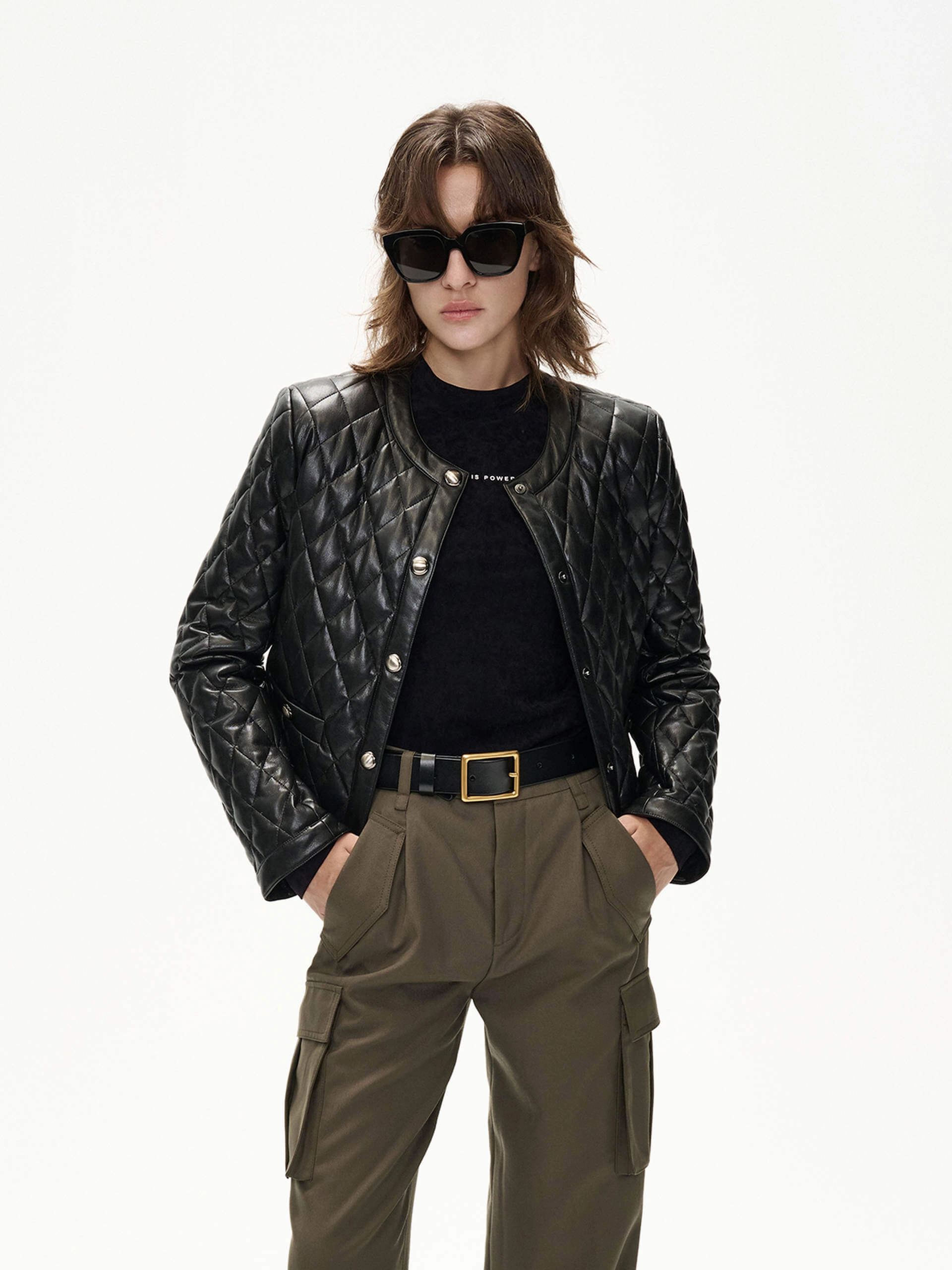 Cropped Leather Puffer Jacket Extra Layer Piece