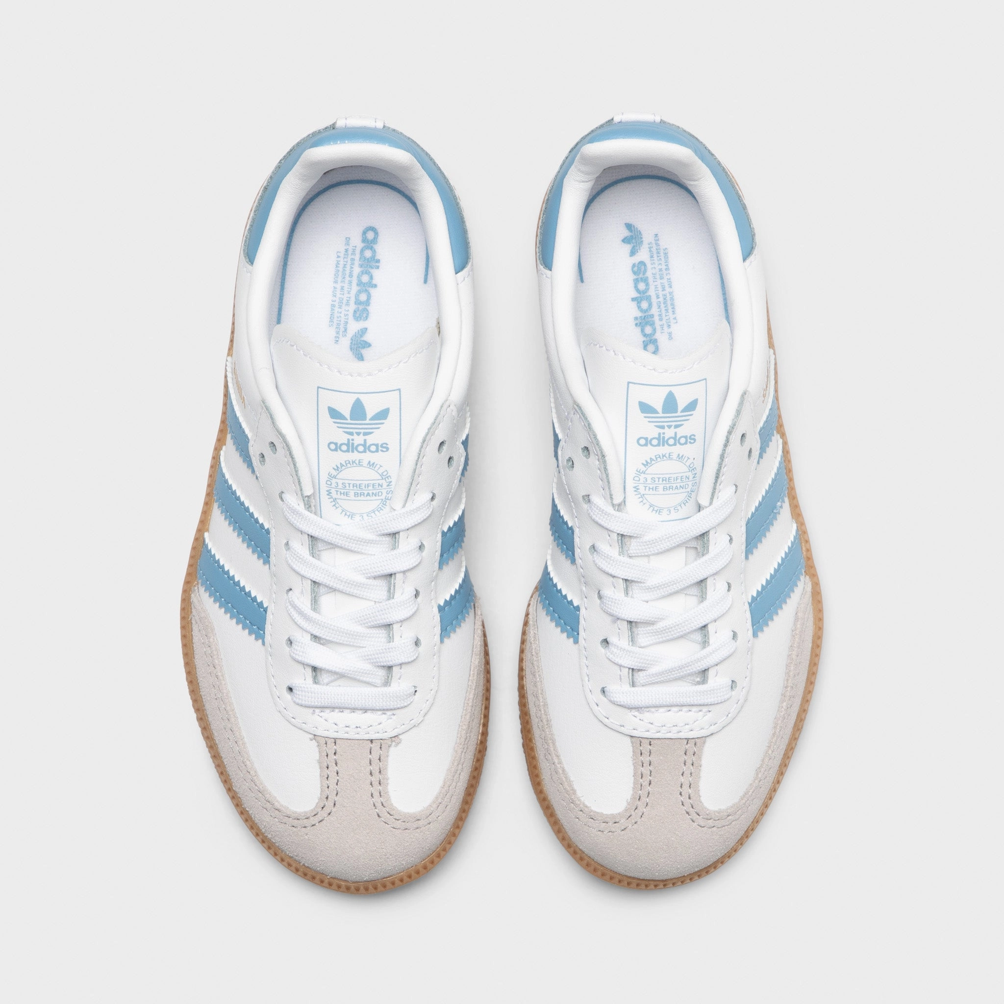 adidas Children's Samba OG White / Ash Blue - Gum Flat Surface