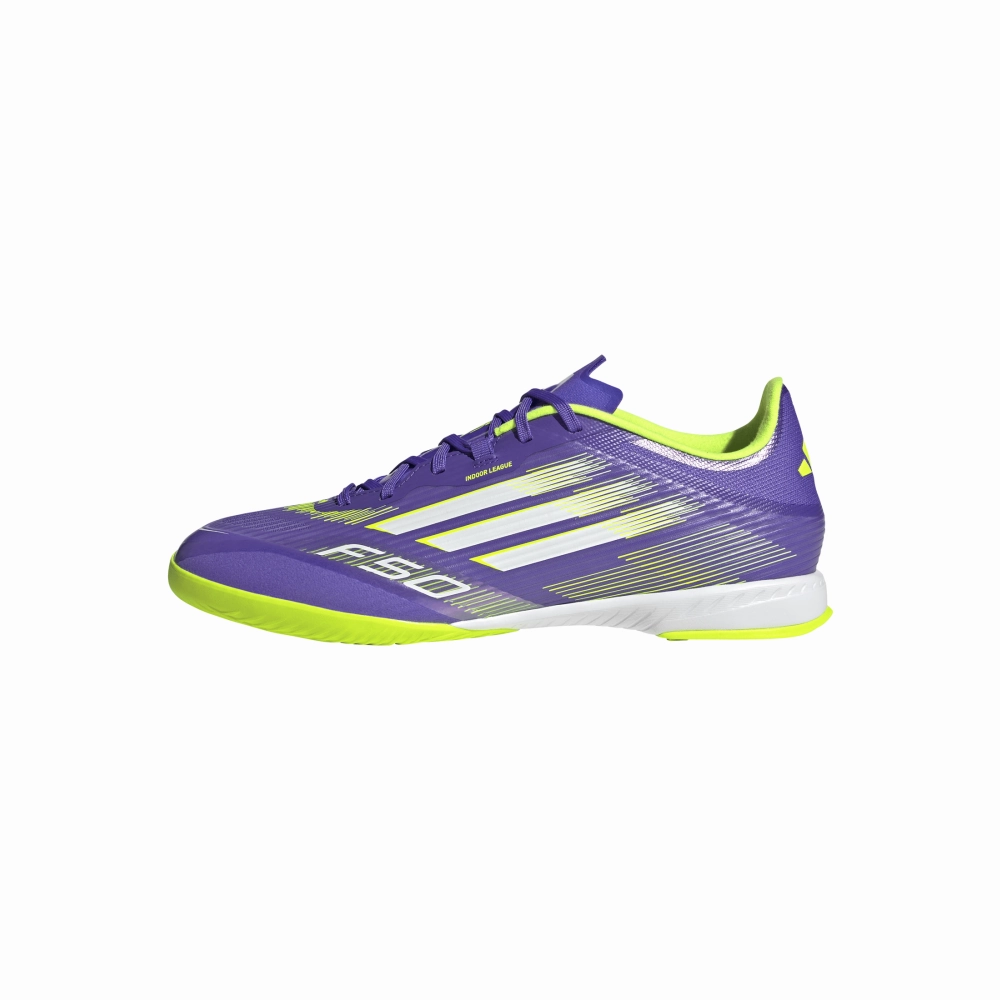 Grip tech Adidas F50 League IN Indoor Football Boots (Purple Rush/Cloud White/Lucid Lemon)
