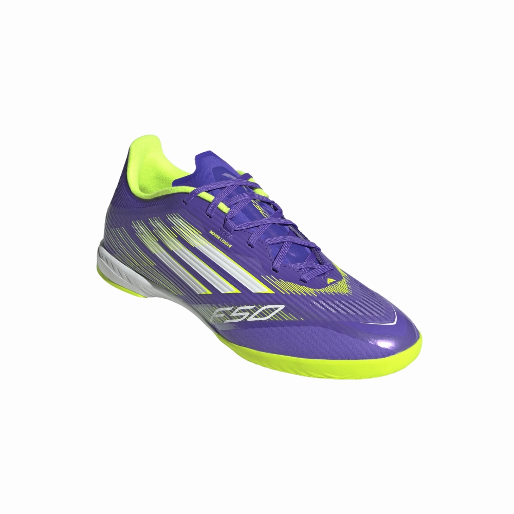 Rubber Toe Guard Balanced Frame Adidas F50 League IN Indoor Football Boots (Purple Rush/Cloud White/Lucid Lemon)