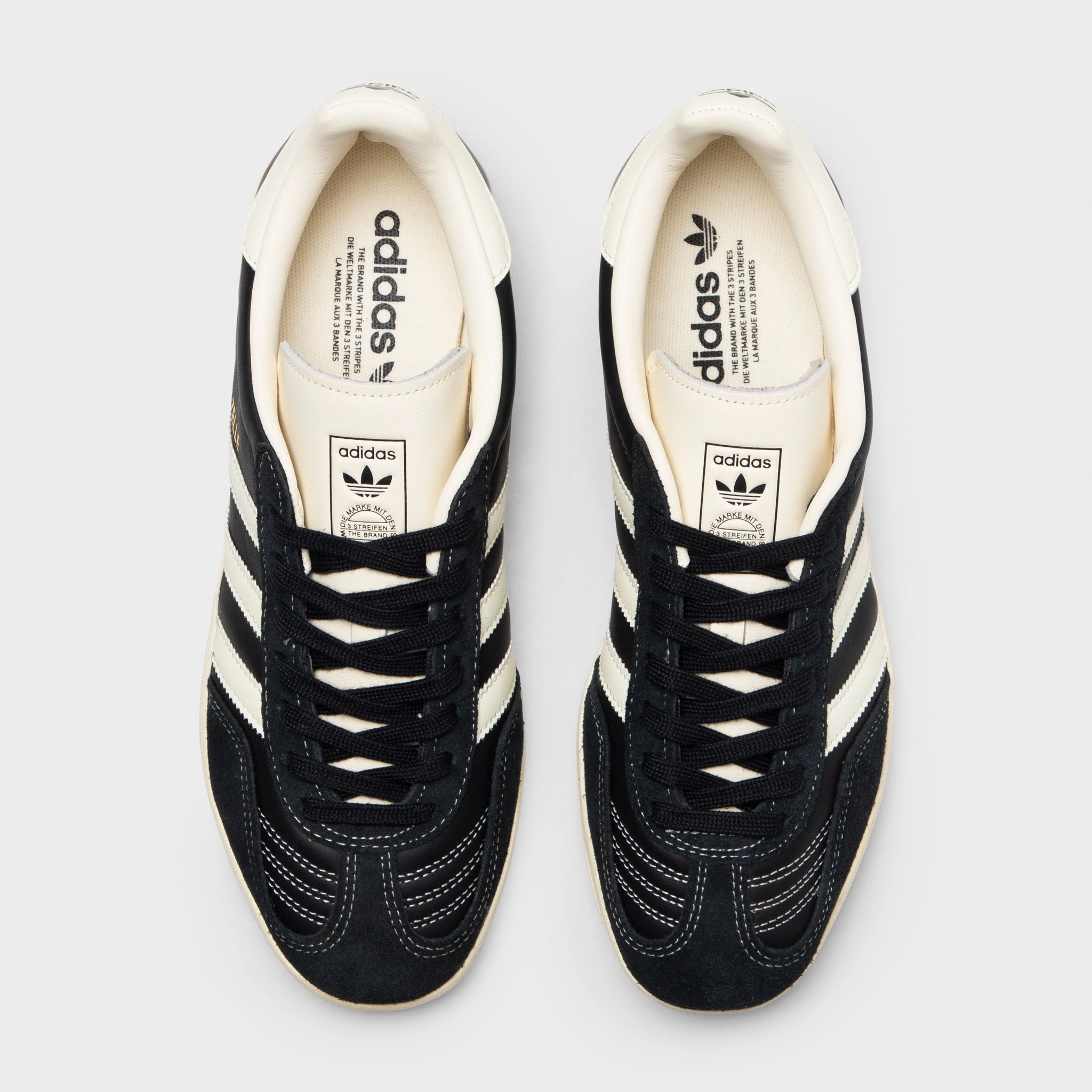 adidas Gazelle Indoor Black / White - Gold Textured Upper Ergonomic Fit