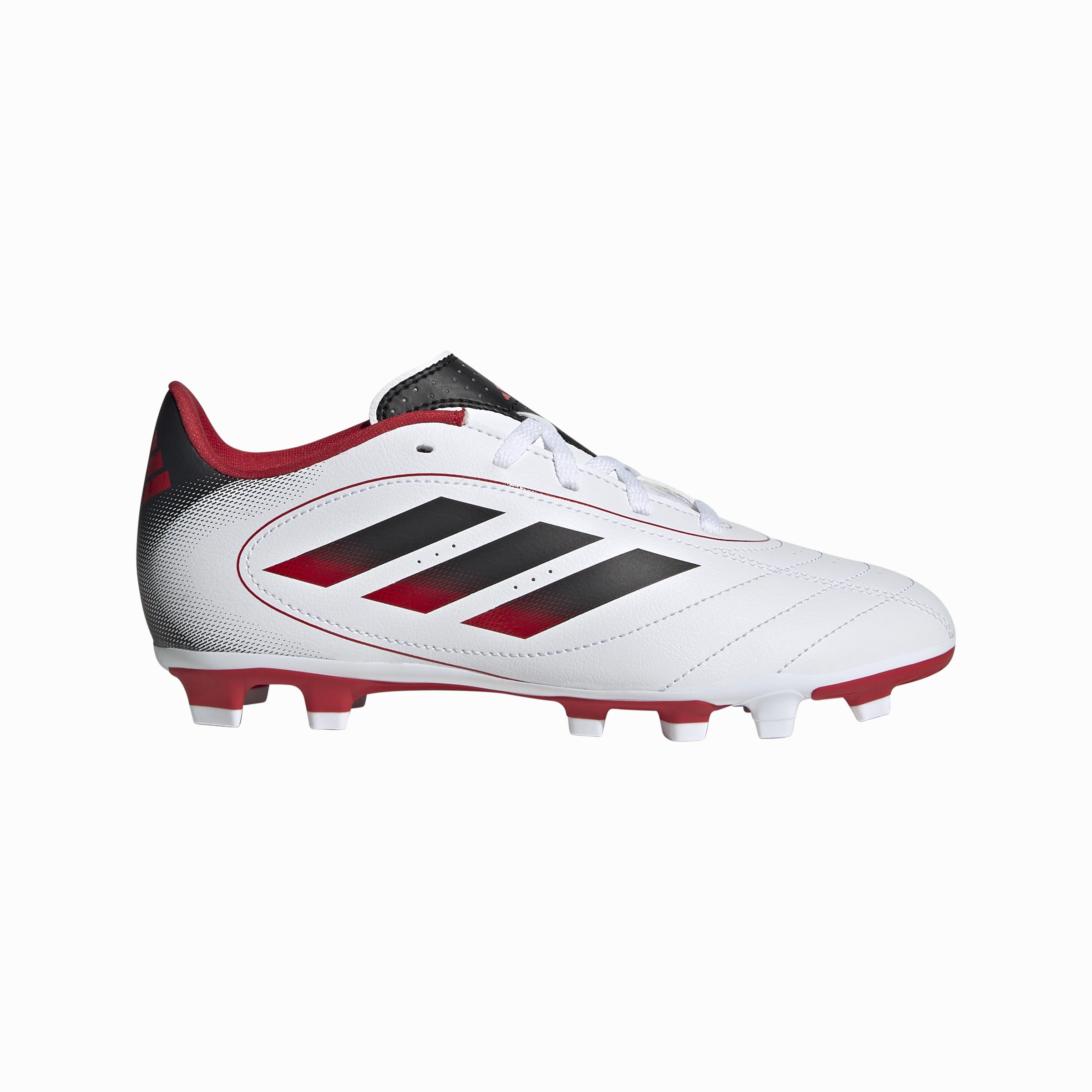 Adidas Goletto IX FG/MG Jnr Football Boots (White/Core Black/Better Scarlet) Effortless Entry All-Purpose Style