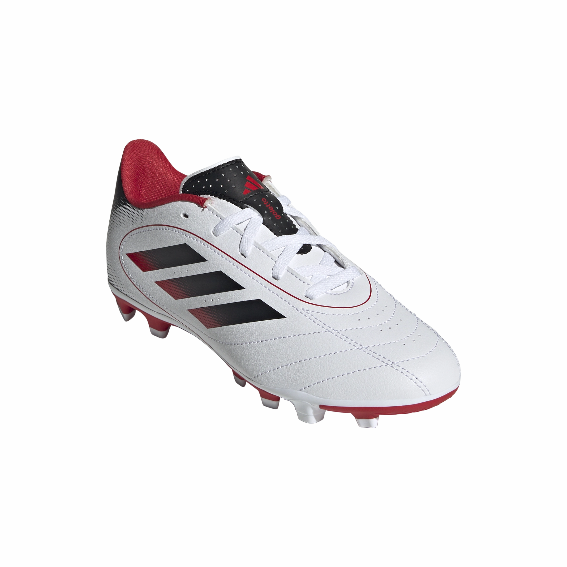 Any Season Adidas Goletto IX FG/MG Jnr Football Boots (White/Core Black/Better Scarlet)
