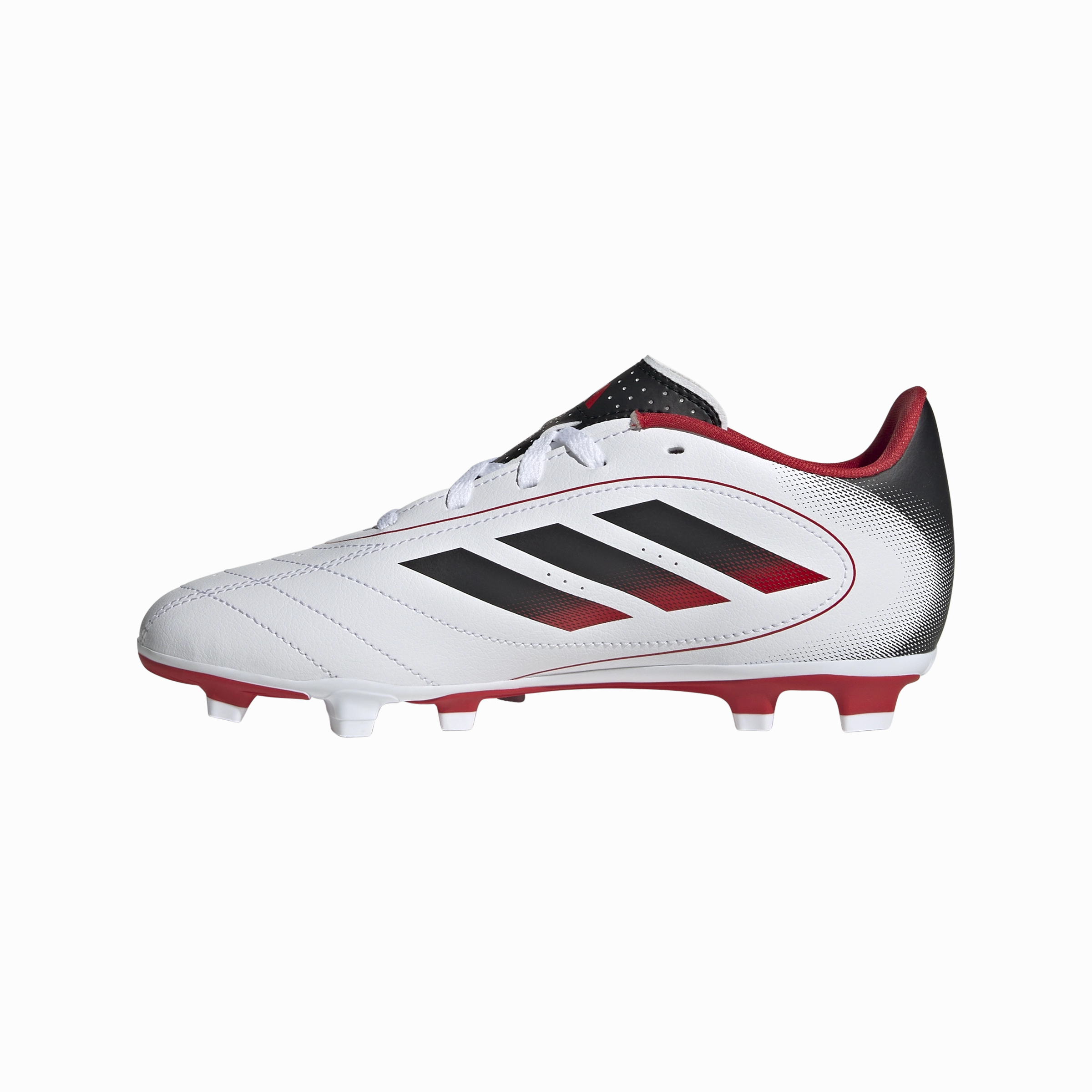 Adidas Goletto IX FG/MG Jnr Football Boots (White/Core Black/Better Scarlet) Style Driven