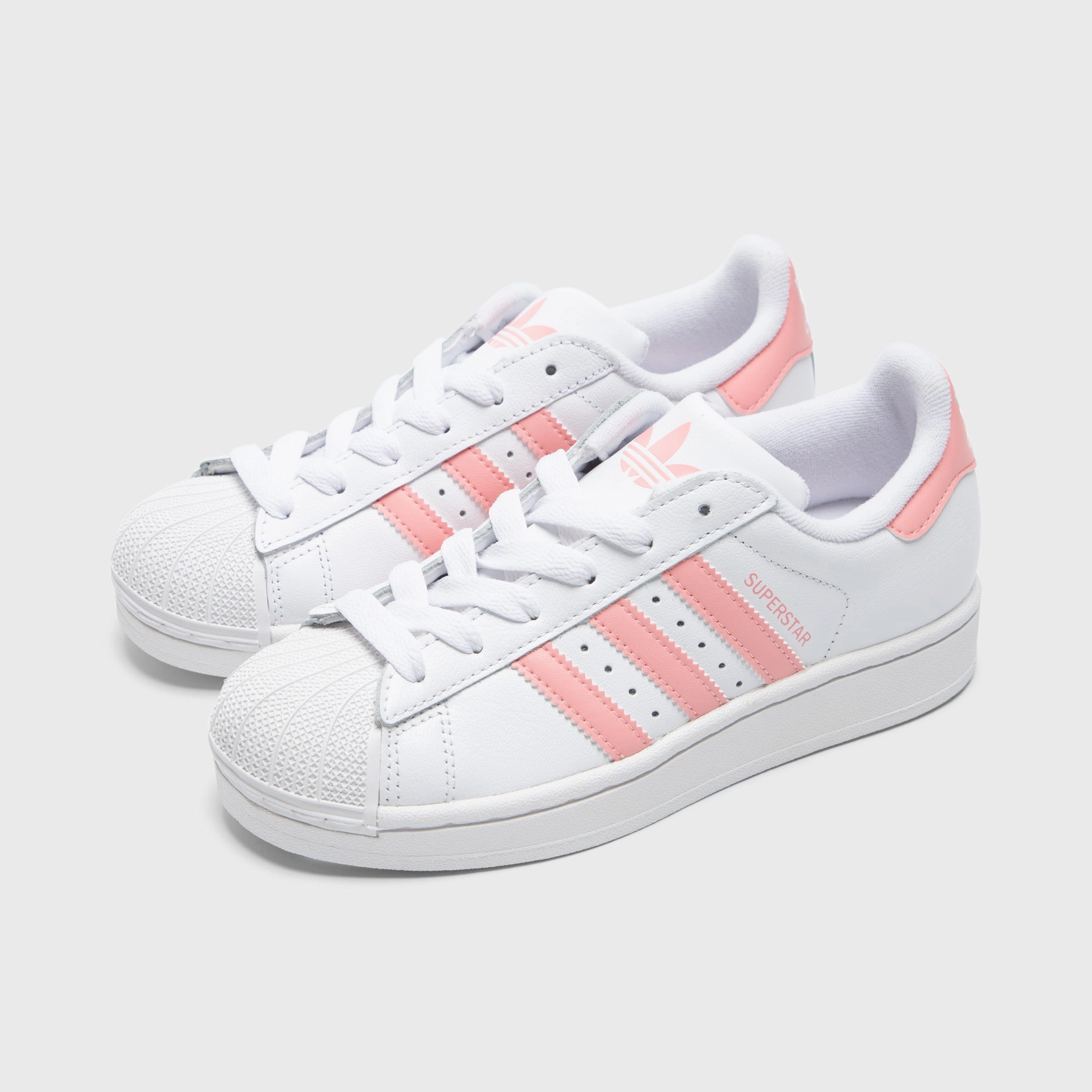 adidas Junior's Superstar 2 White / Semi Pink Spark Trekking Fit