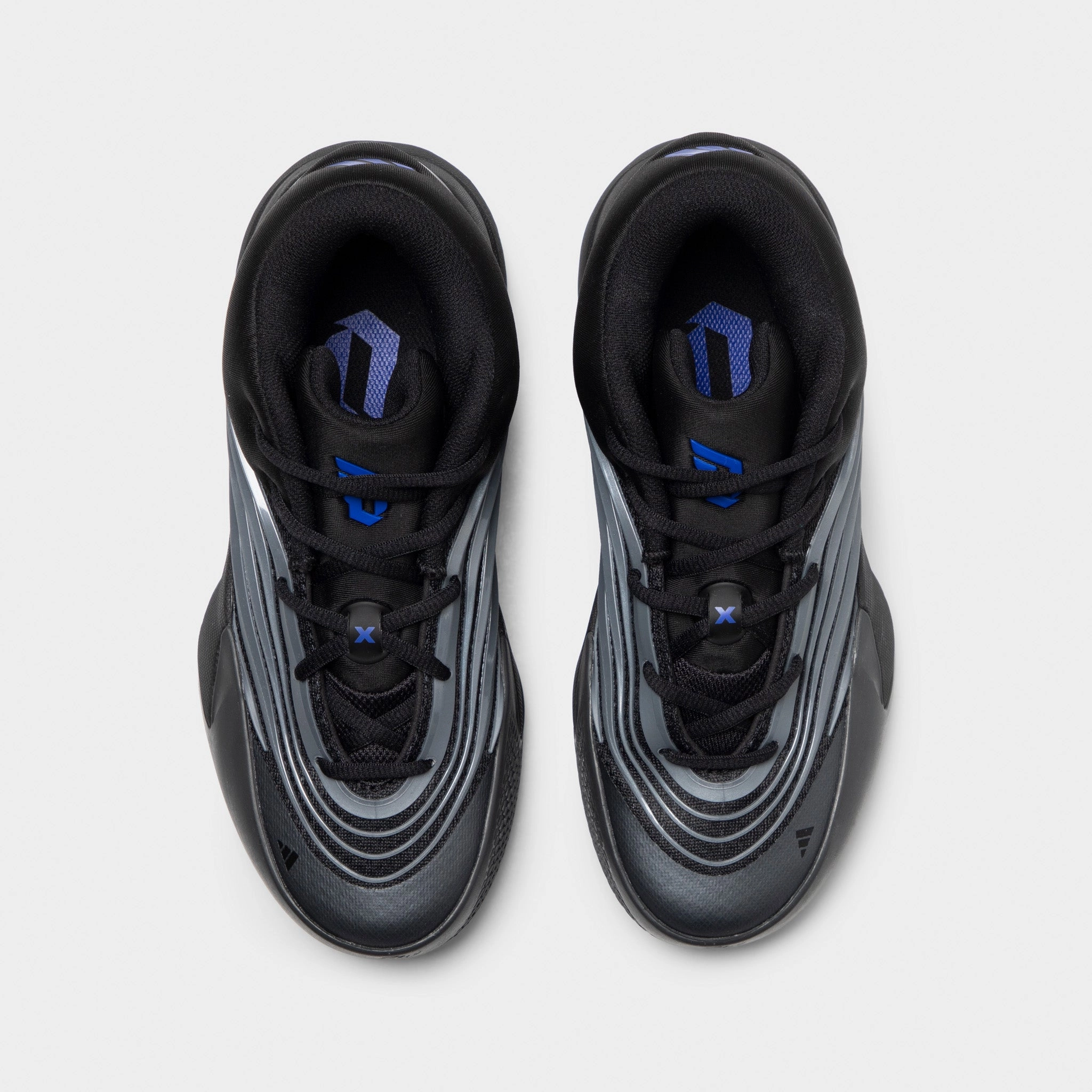 workout shoes synthetic leather adidas Juniors' Dame X Core Black / Iron Metallic - Lucid Blue