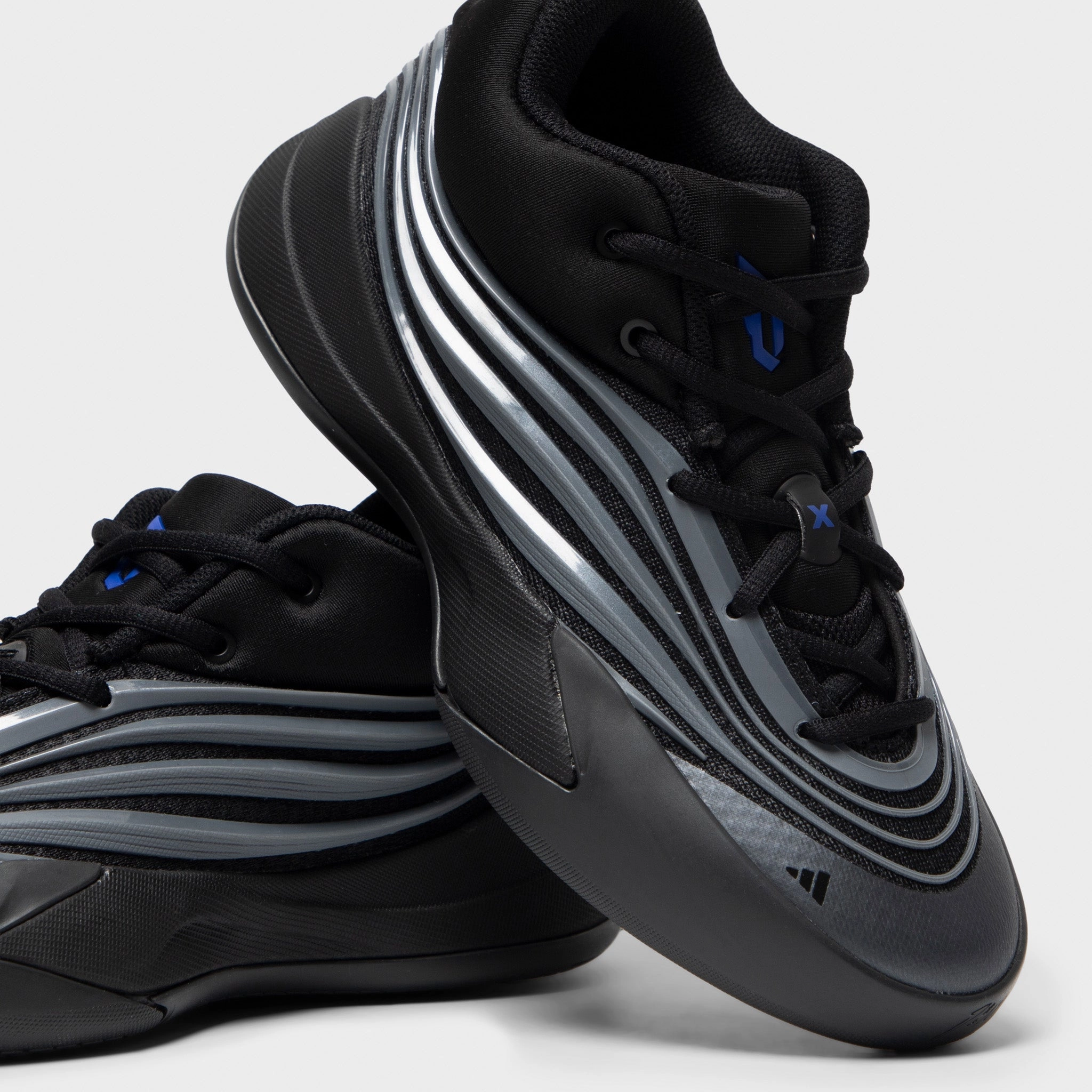 adidas Juniors' Dame X Core Black / Iron Metallic - Lucid Blue Breathable Weave