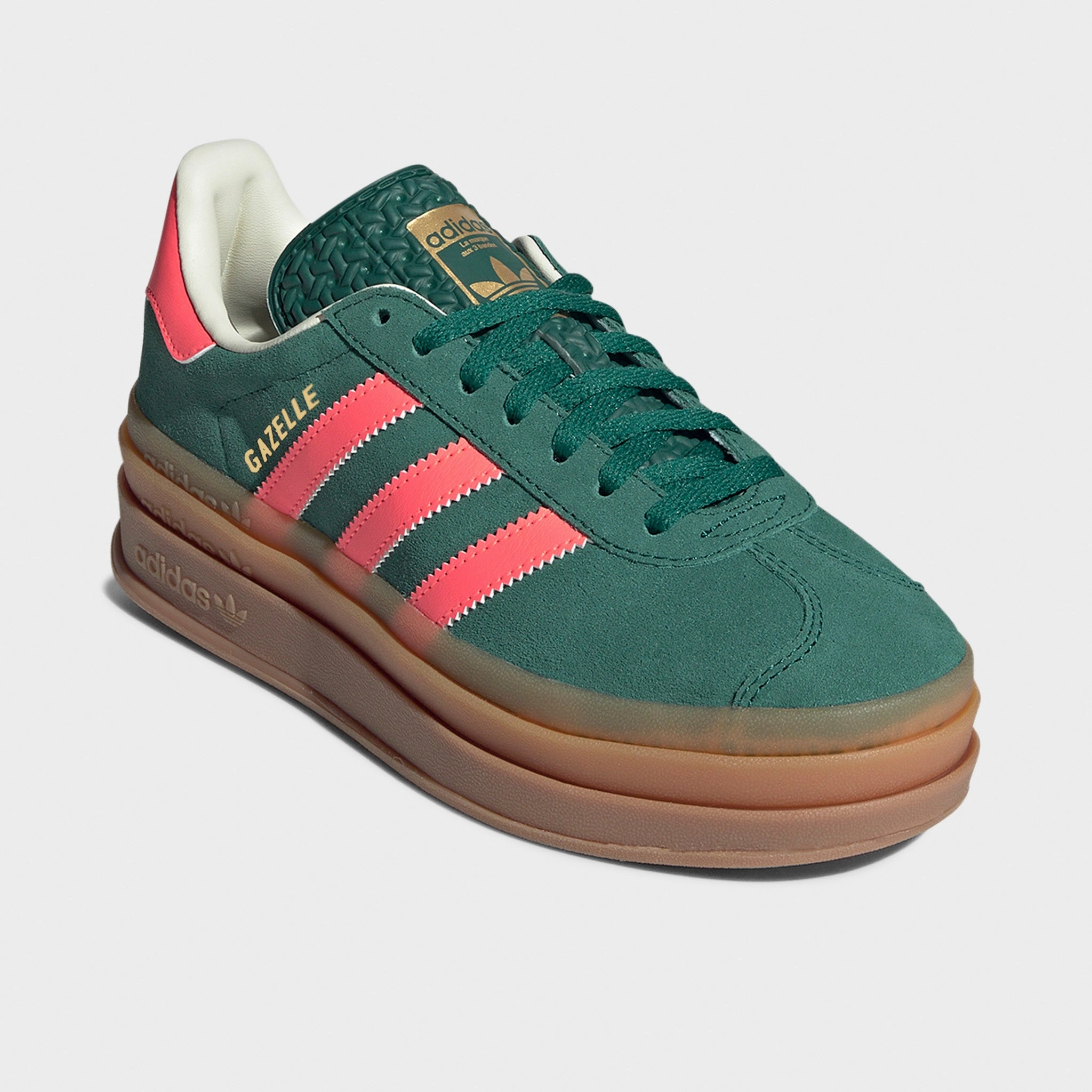 adidas Juniors' Gazelle Bold Green / Orange Elite Cushioning Hydrophobic Upper