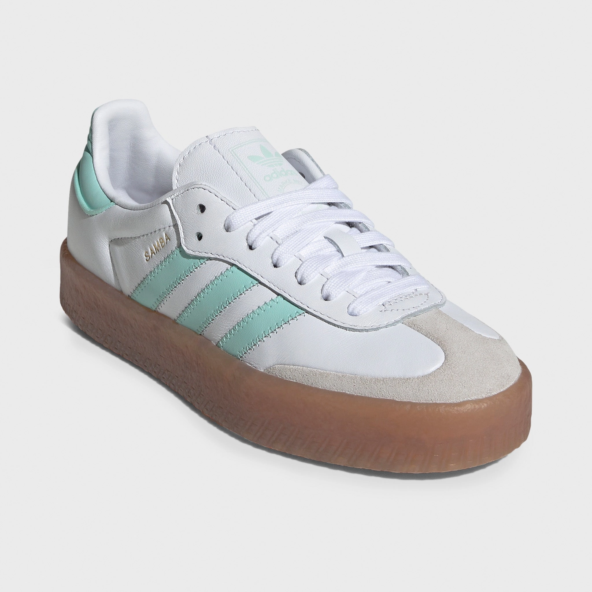Lace   Up Style Non Toxic Materials adidas Juniors' Sambae White / Clear Mint - Gold Metallic