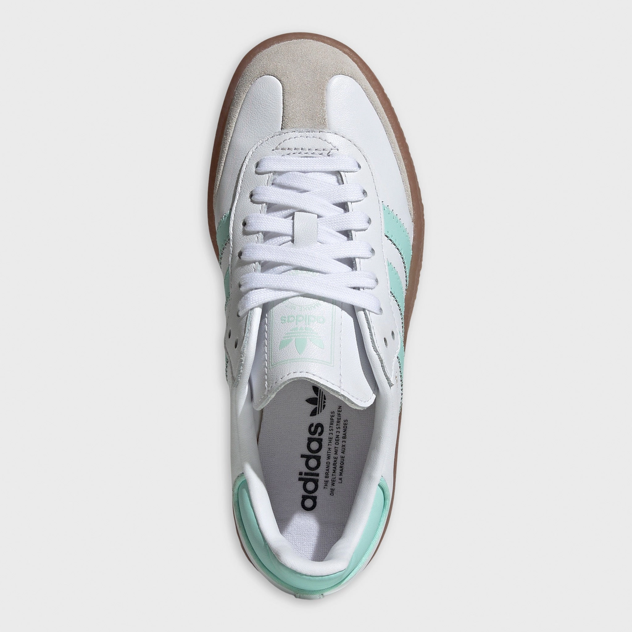 adidas Juniors' Sambae White / Clear Mint - Gold Metallic Extended Heel Support perforated panels