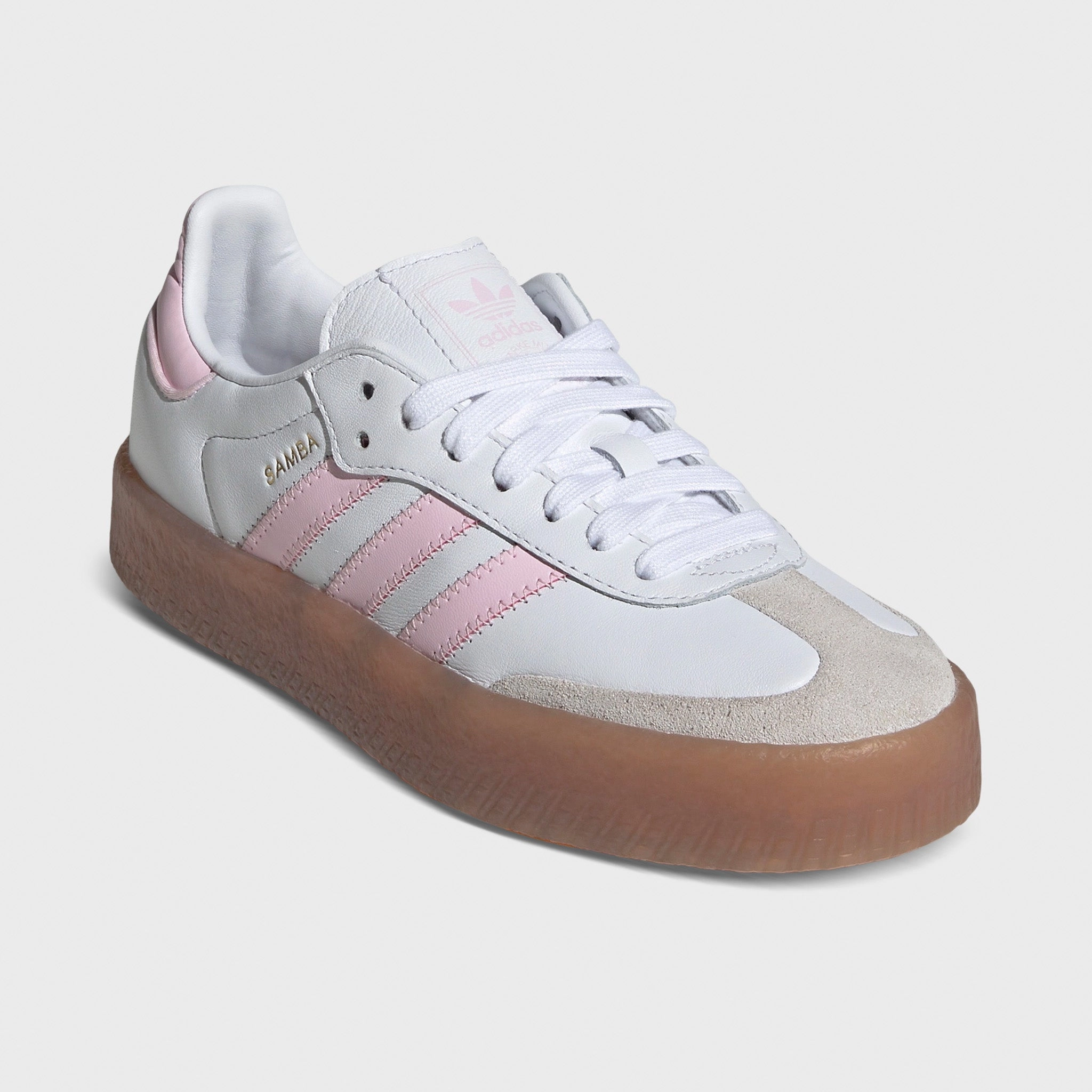 adidas Juniors' Sambae White / Clear Pink - Gold Metallic Ultra Cushioned Heel