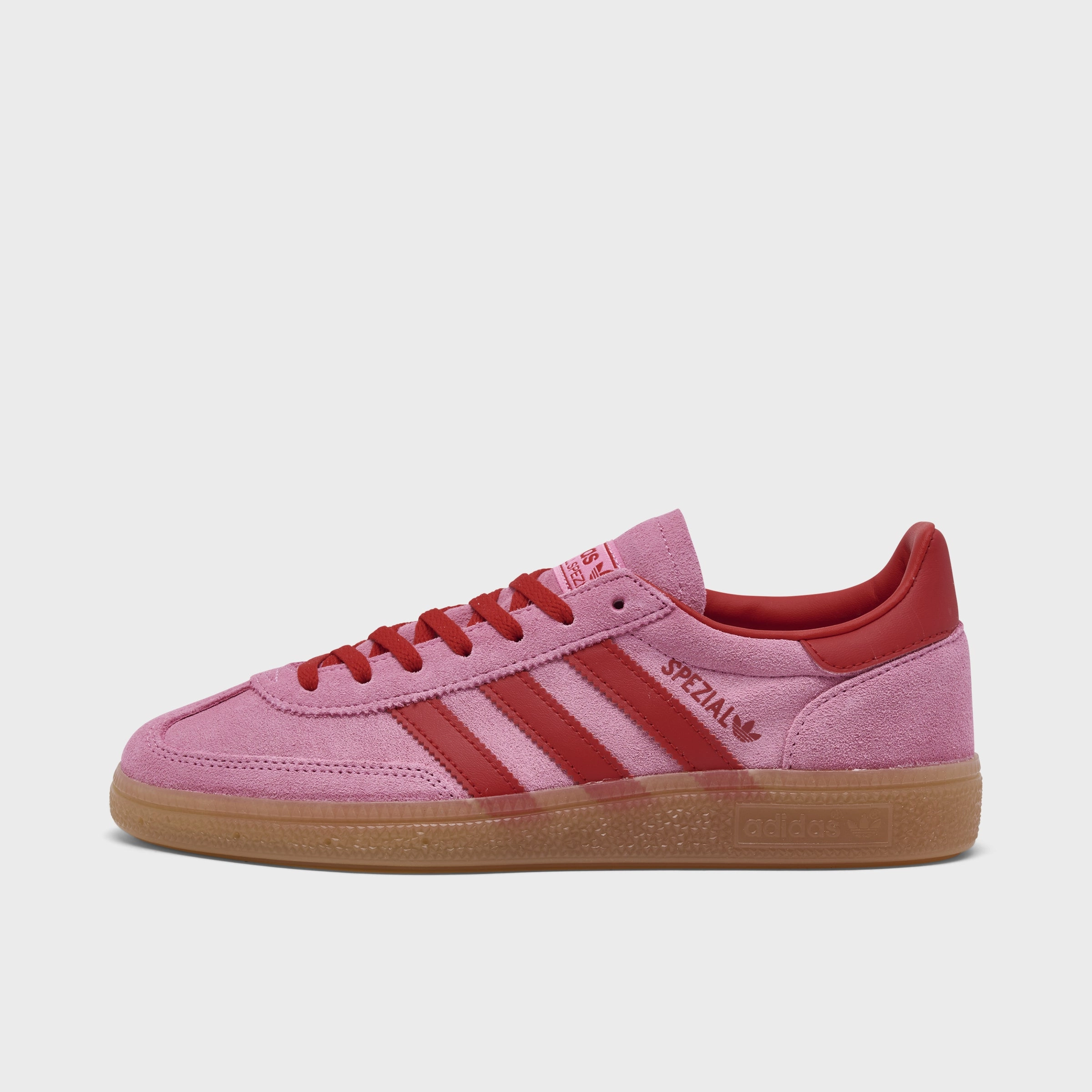 adidas Originals Women's Handball Spezial Semi Pink Glow / Better Scarlet - Gum Ankle Strap Anti Torsion System
