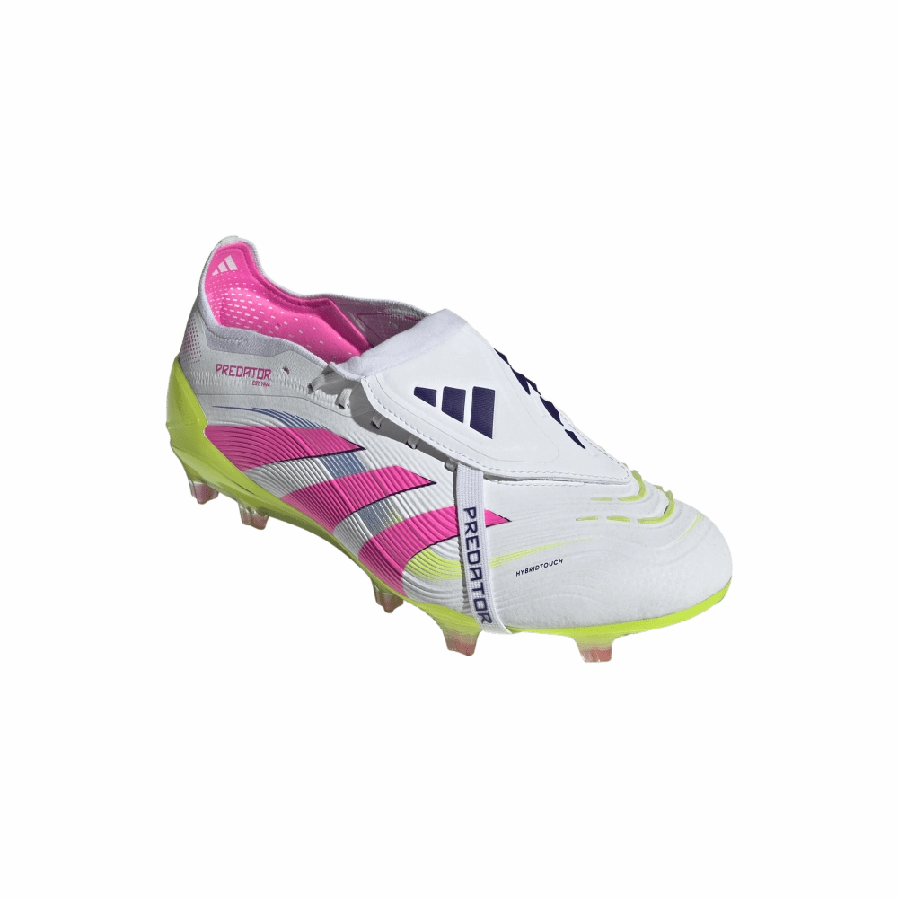 Adidas Predator Elite Fold-Over Tongue FG Football Boots (Cloud White/Lucid Pink/Lucid Lemon) Sustainable Material Blend Light Bounce