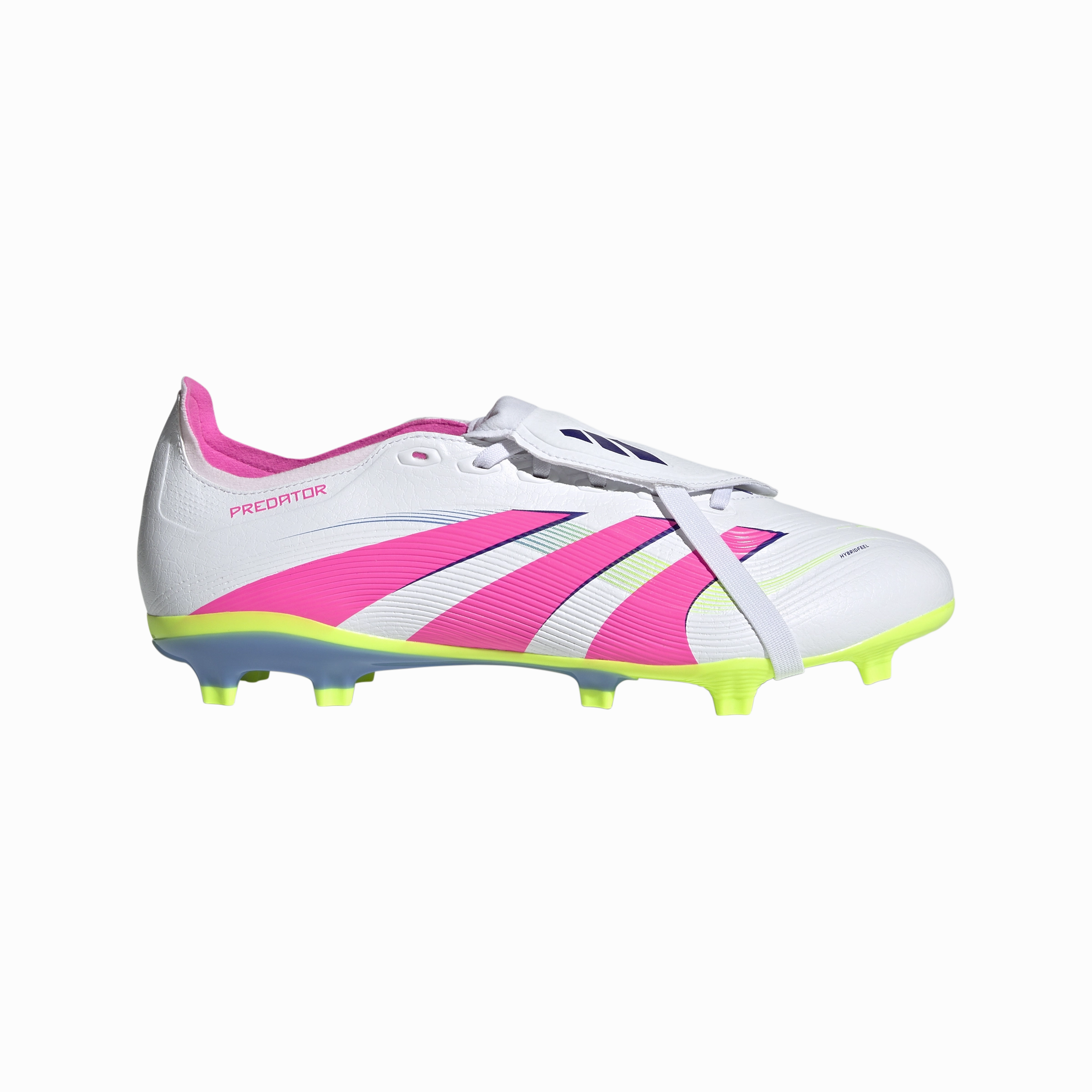 Adidas Predator League Fold-Over Tongue FG Football Boots (White/Lucid Pink/Lucid Lemon) Impact Resistant Foam Urban Mobility