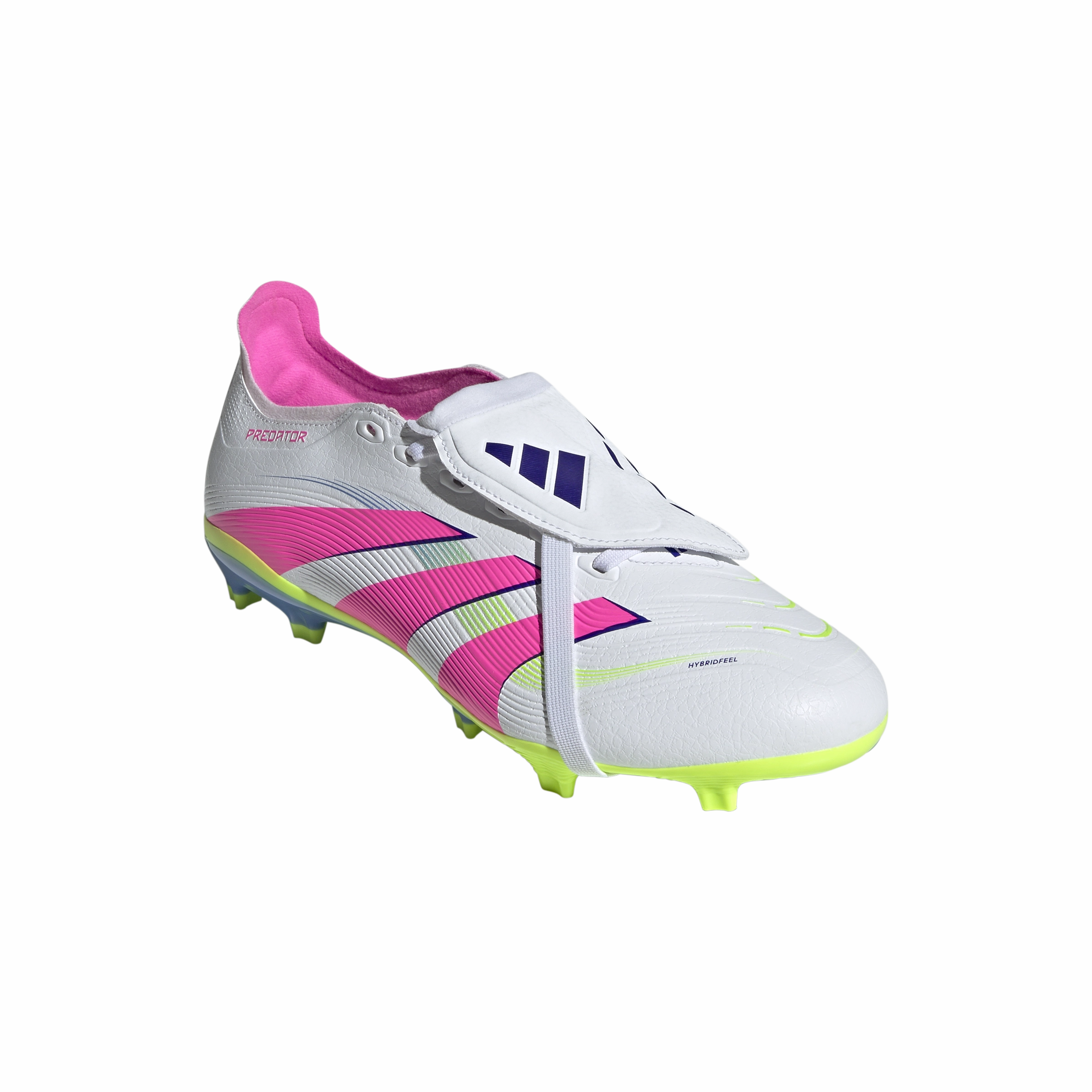 Reflective Safety Details Running Friendly Adidas Predator League Fold-Over Tongue FG Football Boots (White/Lucid Pink/Lucid Lemon)
