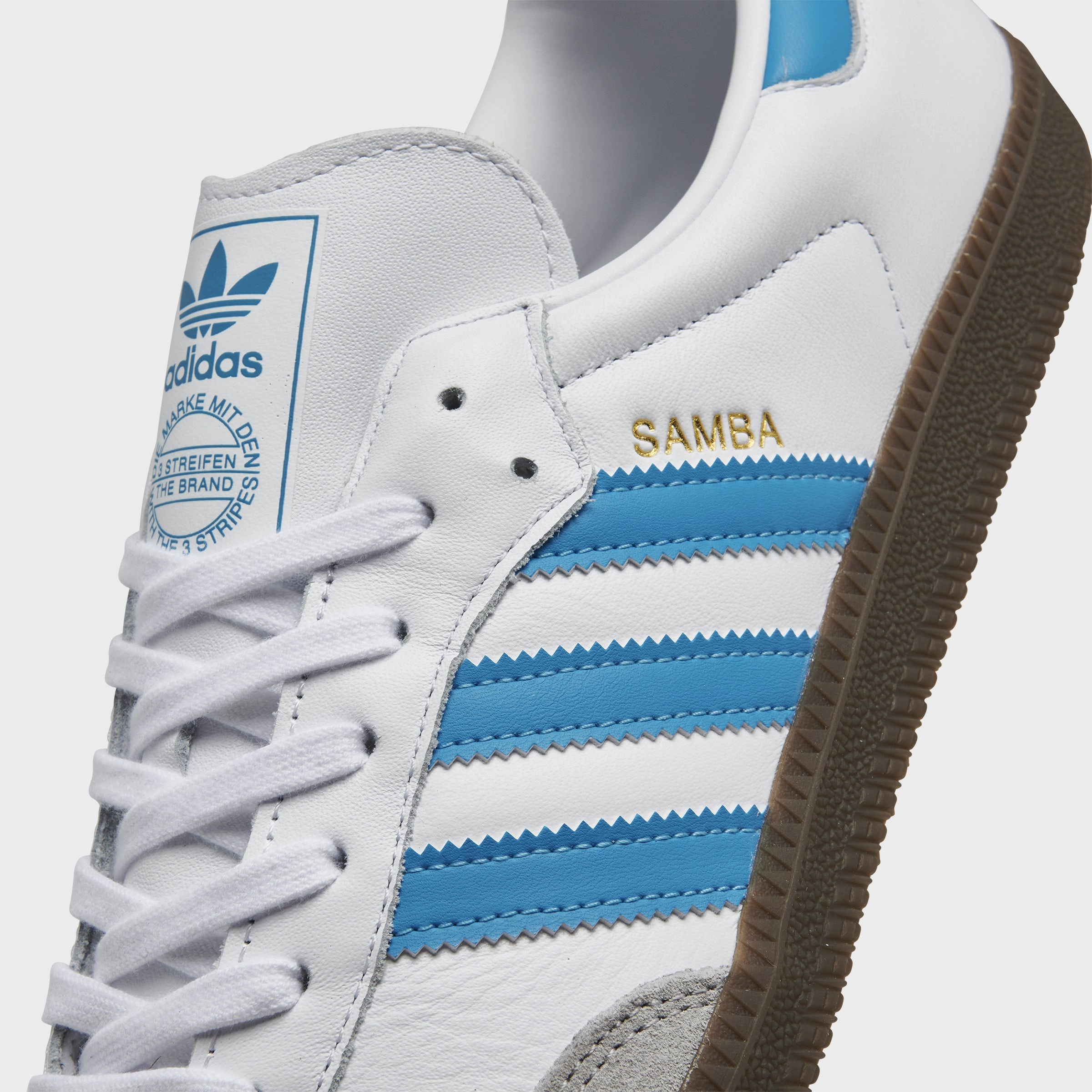 Compression Molded Outsole Training Gear adidas Samba OG White / Blue - Gum