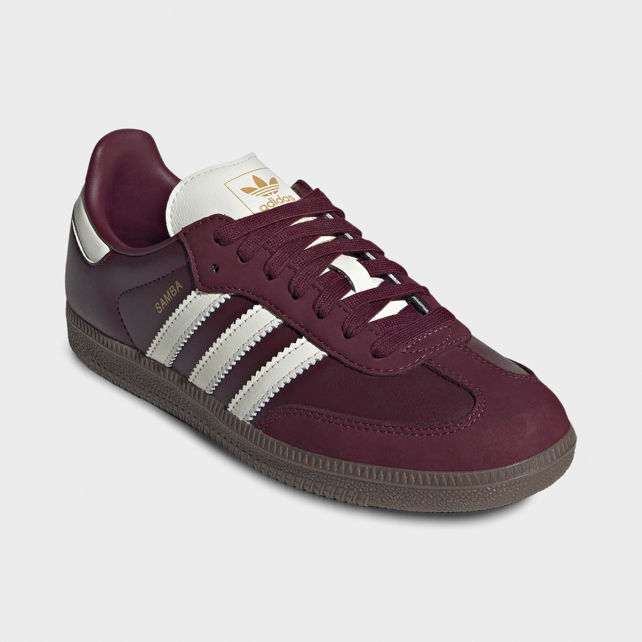 adidas Women's Samba OG Maroon / Off White - Gum Wide Toe Box Engineering