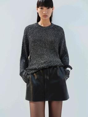 Distressed Detail Sequins Sweater Sustainable Cotton