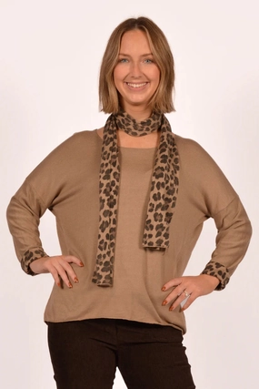 Leopard Top w/ Scarf BreathableMeshPanels