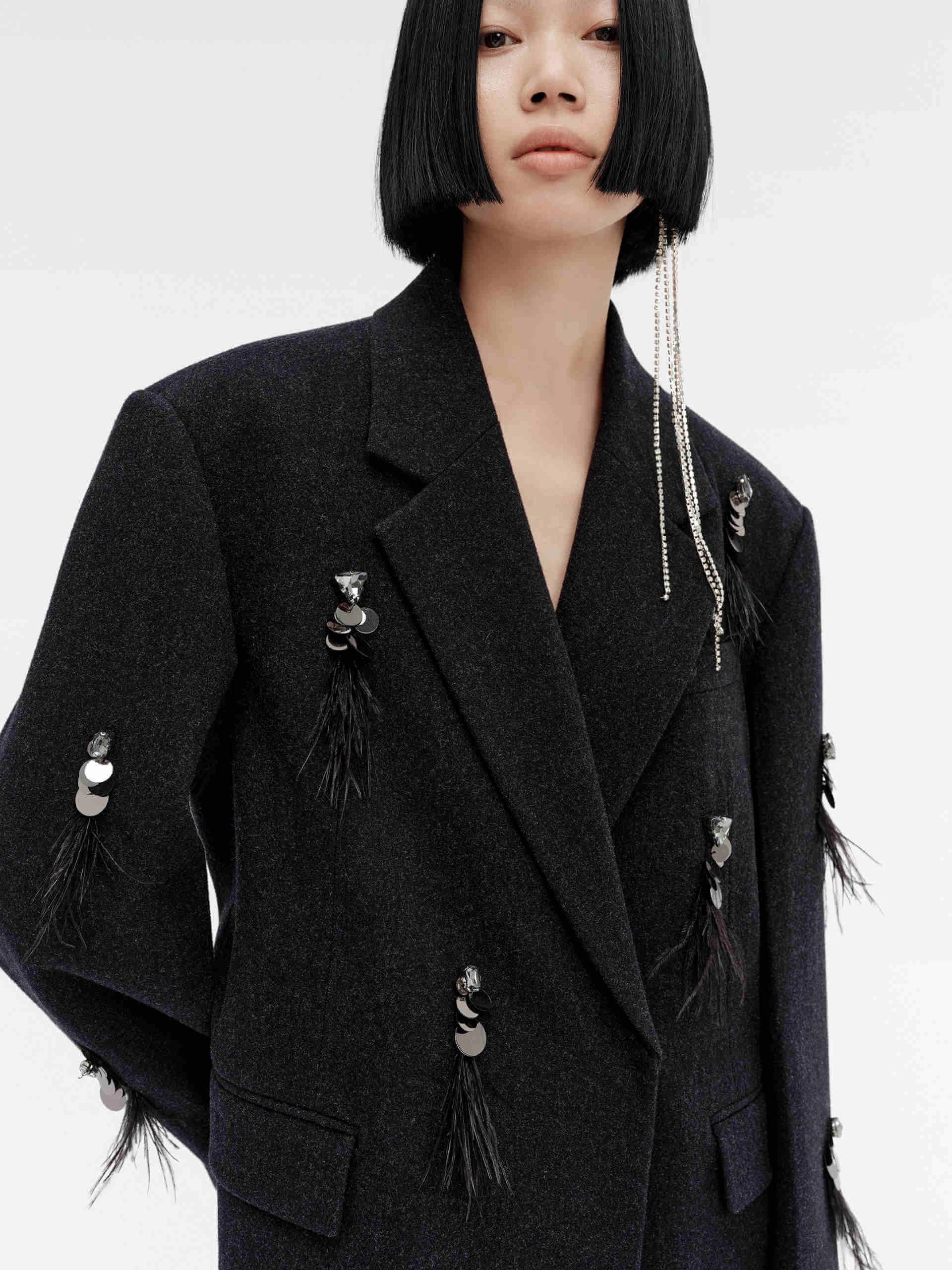 Tailored Wool Blazer Neutral Tones Look Anti Pill Technology