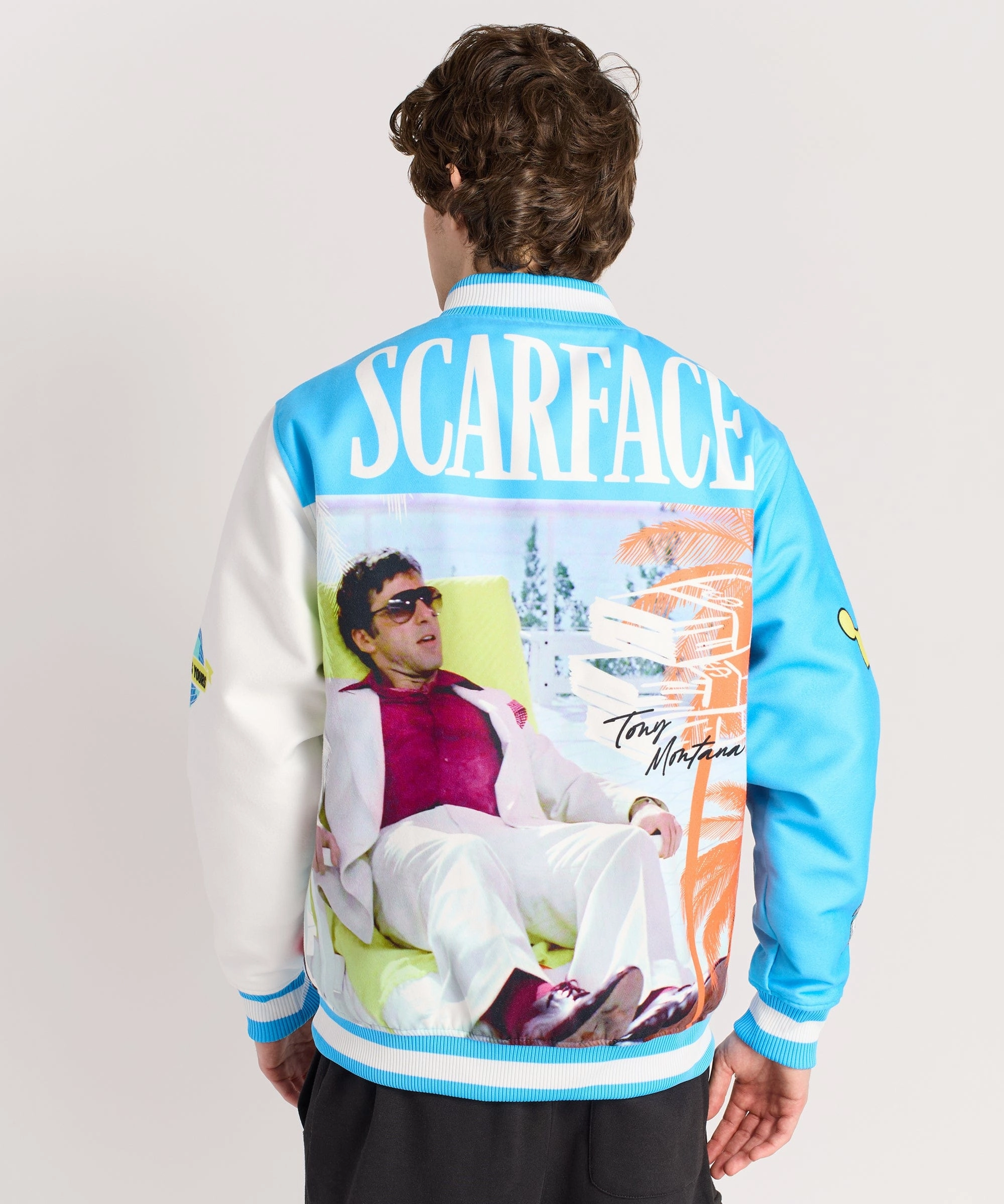 Modern City Outfit Non Bulky Insulation Tech Scarface Retro Varsity Jacket - Blue