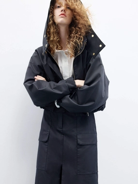 Packable Feature Cropped Hooded Jacket