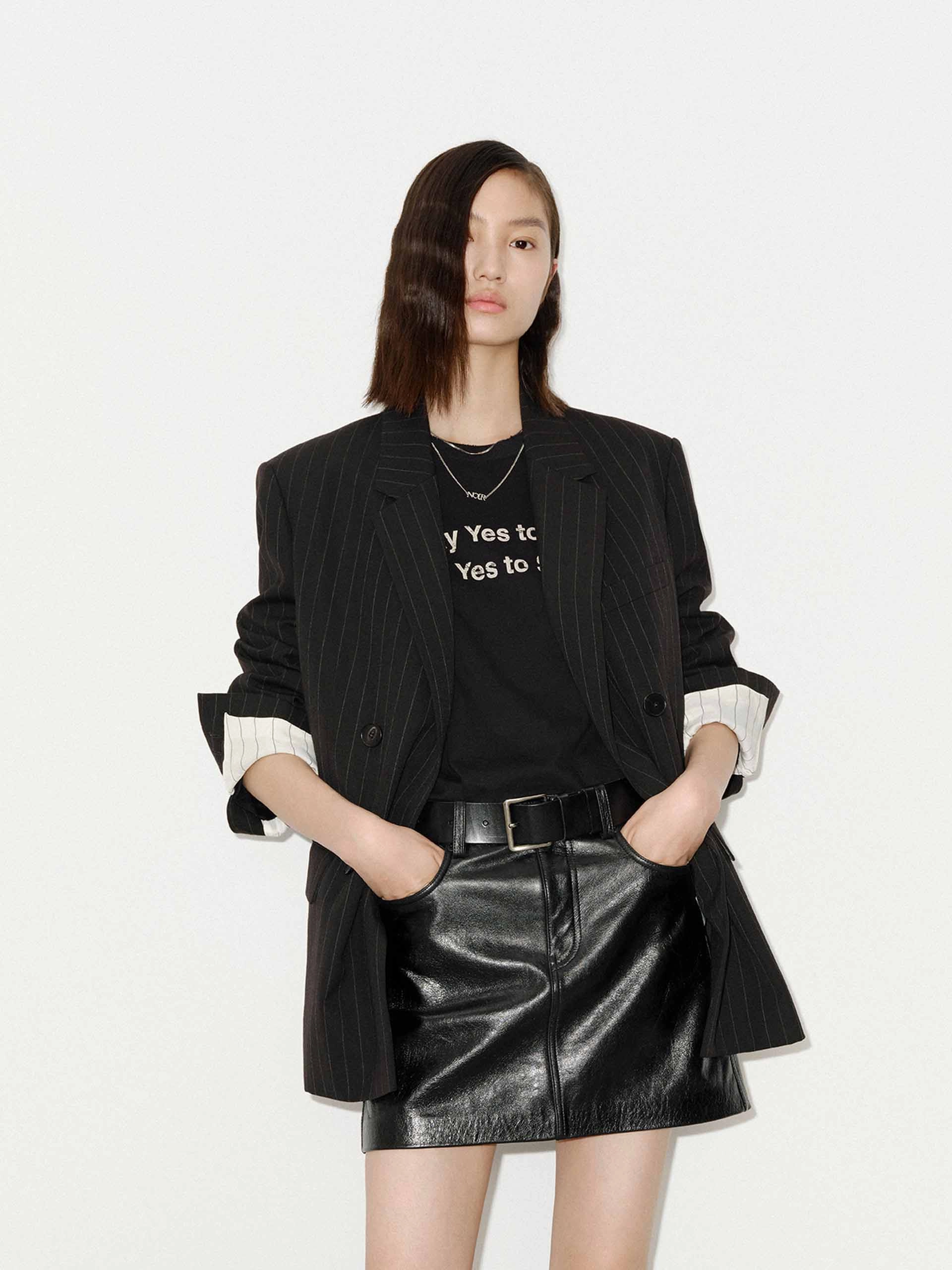 Pinstripe Wool Blazer NonRestrictive Armholes VentedBack