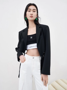 Wool Blend Cutout Blazer QuickDryTechnology