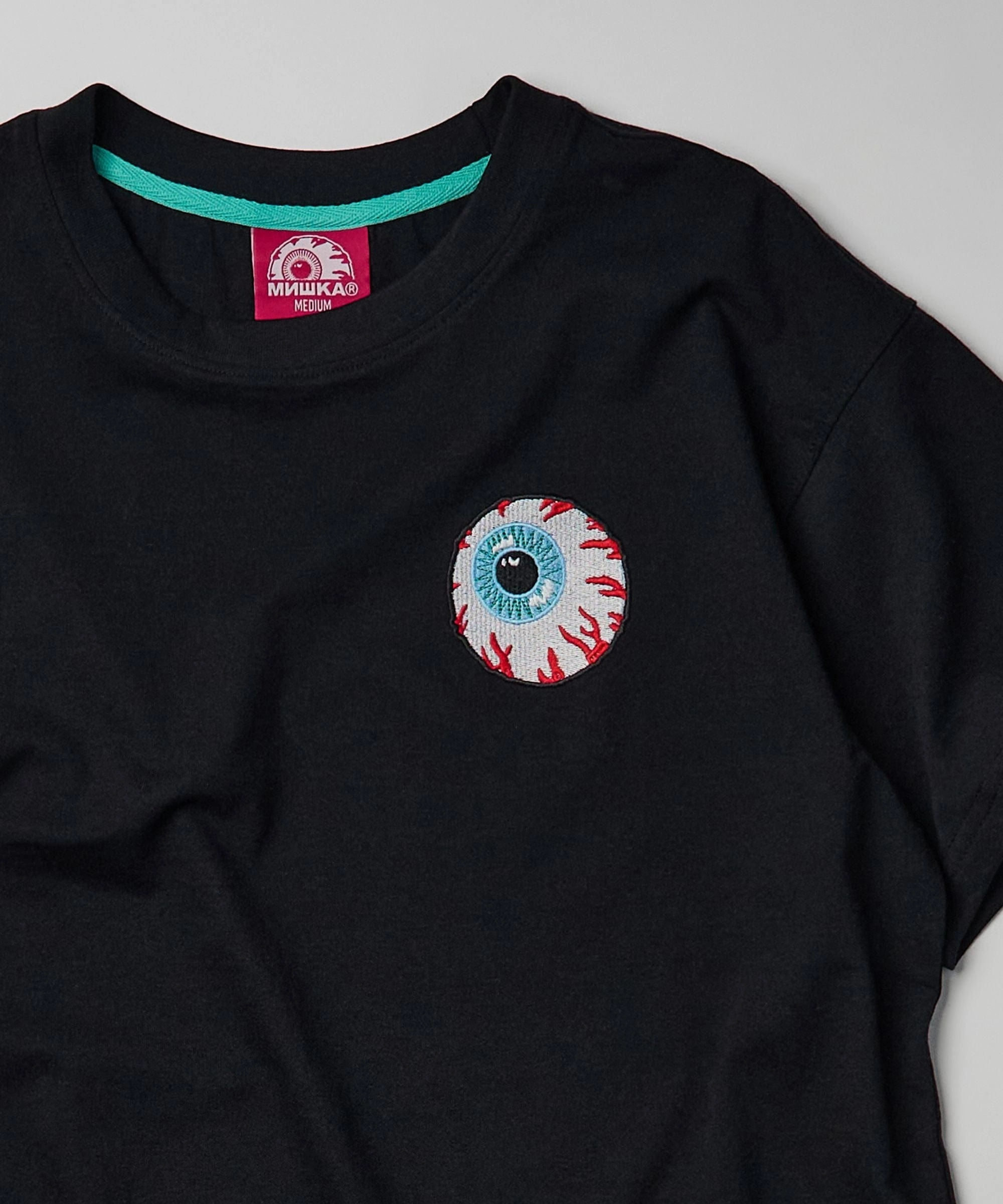 Breathable back panel Mishka Eyeball Logo Keep Watch Short Sleeve Tee - Black