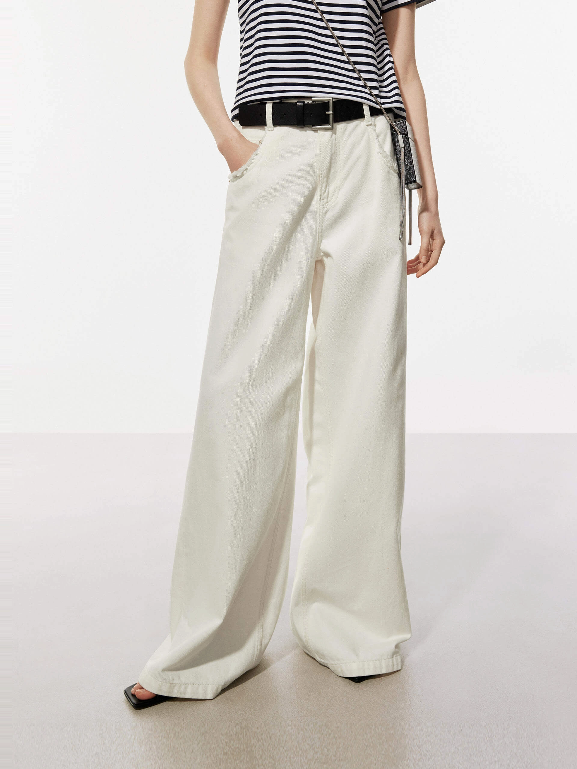 White Wide Leg Jeans Weather Flex