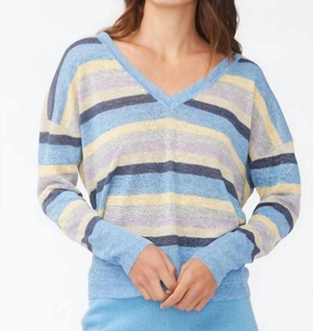 Mae Sweater In Multi Stripe Sweater Soft Texture Merino Wool