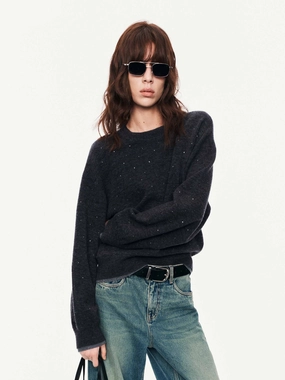 Rhinestone Wool Blend Sweater AllDay Comfort Design